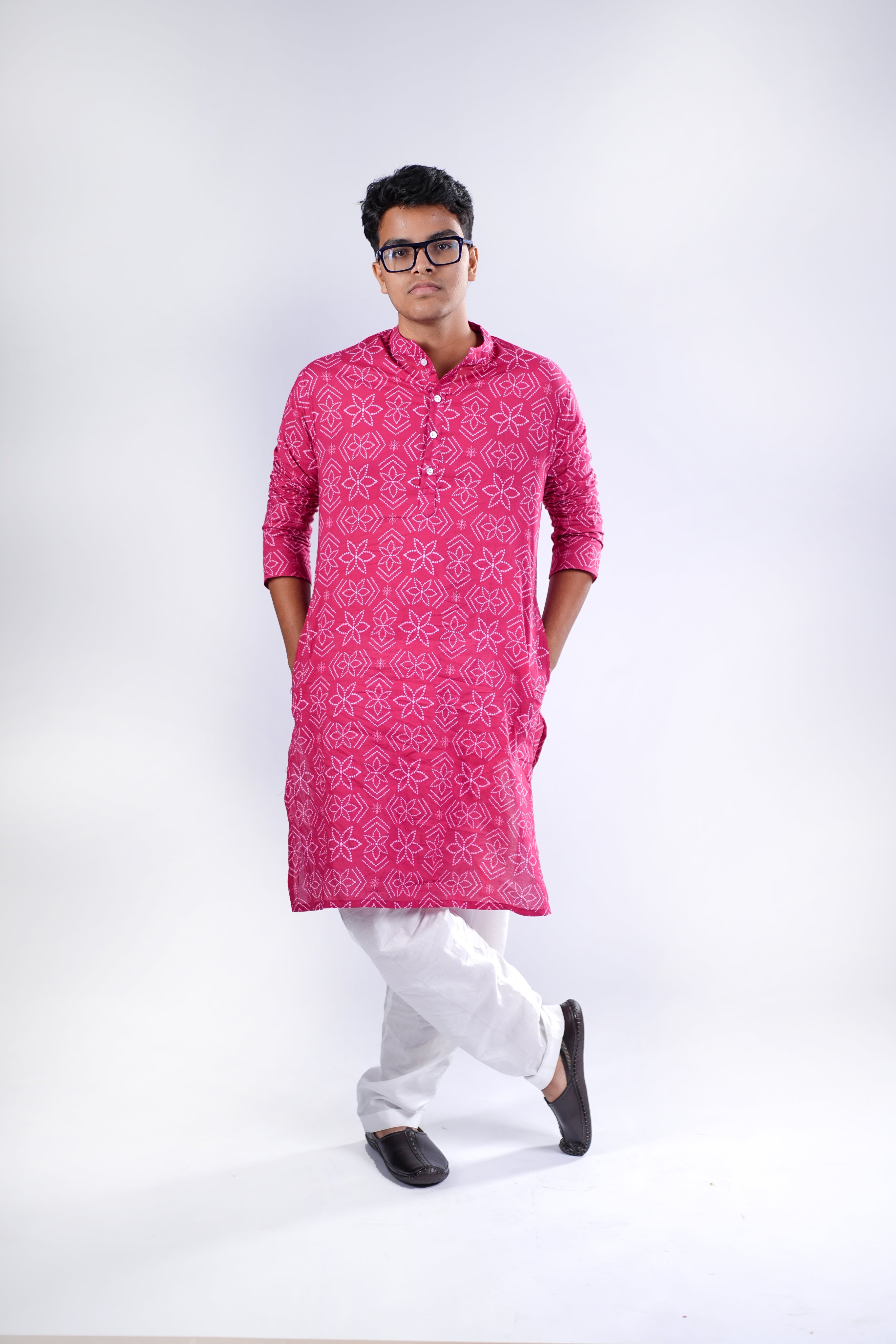 Kurta for Men - Pink Bandhej