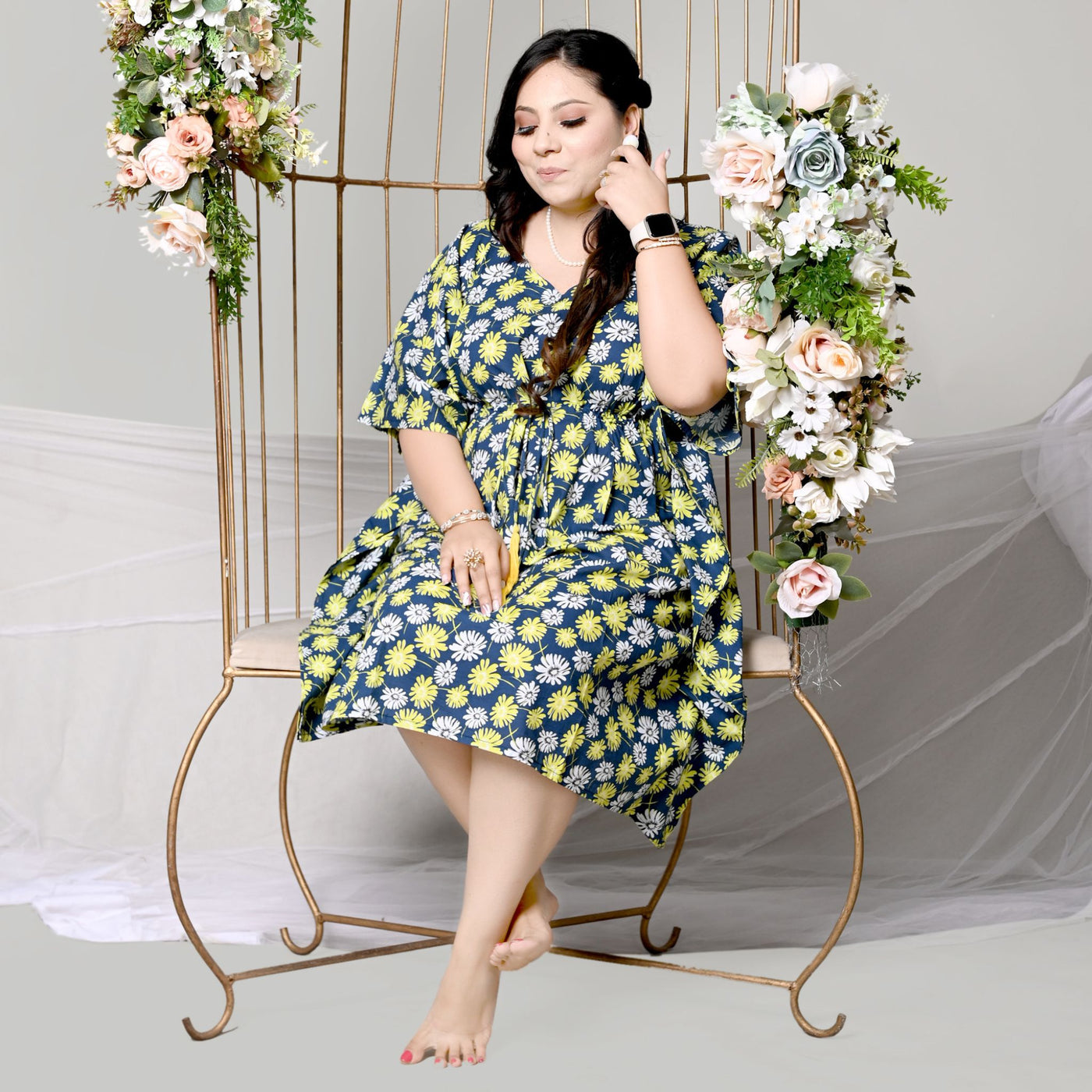 Midi Kaftan for  Women - Elegant Flowers Joeycare