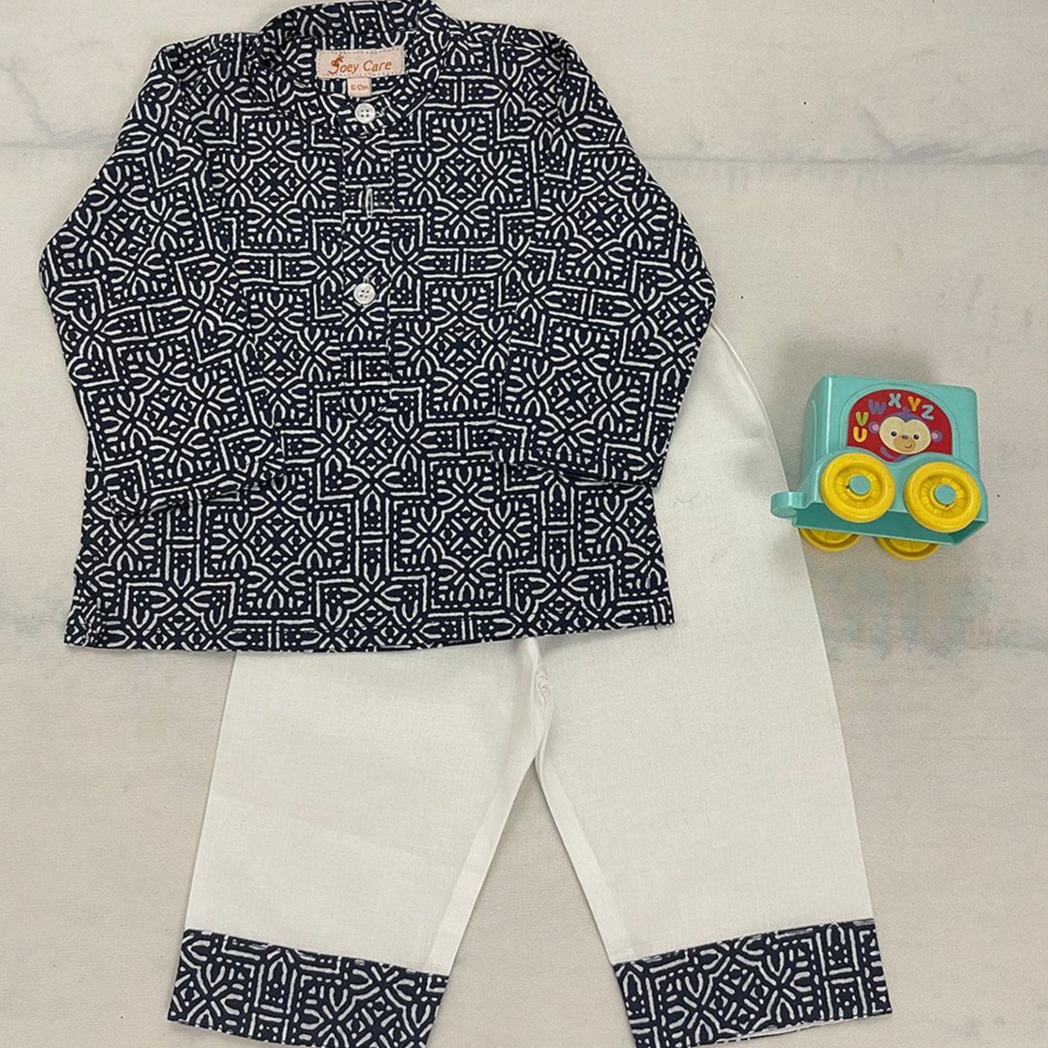 Pajama set for boys and girls - Indigo Block Joeycare
