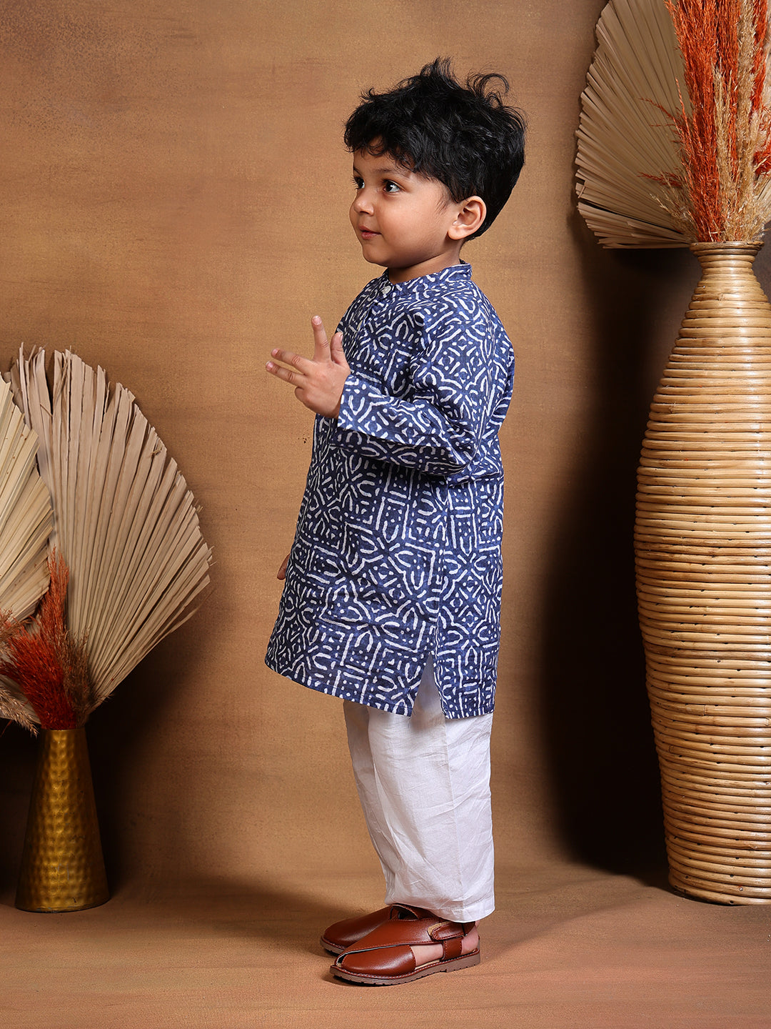 Pajama set for boys and girls - Indigo Block - Joeycare