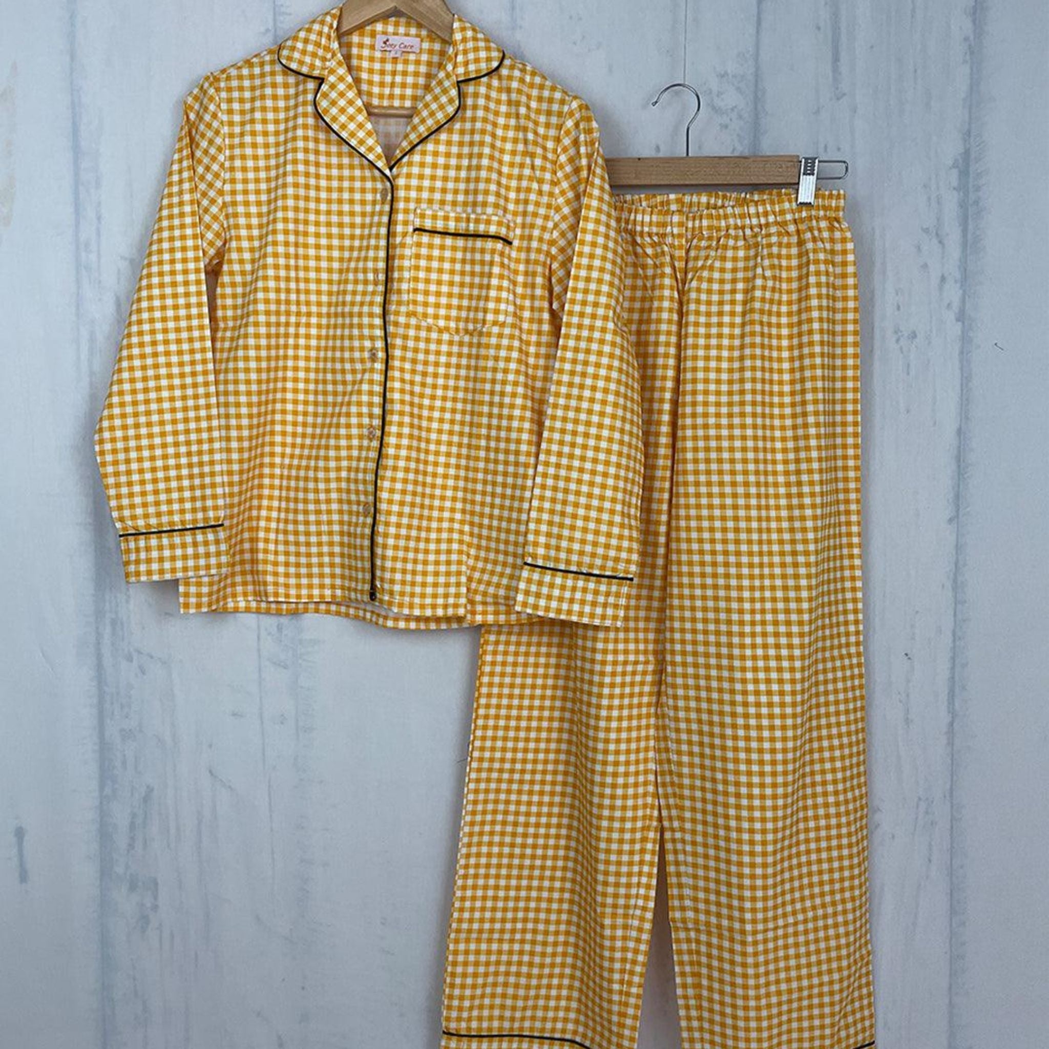 Pocket Nightwear for Girls and Boys - Gingham stripes Joeycare