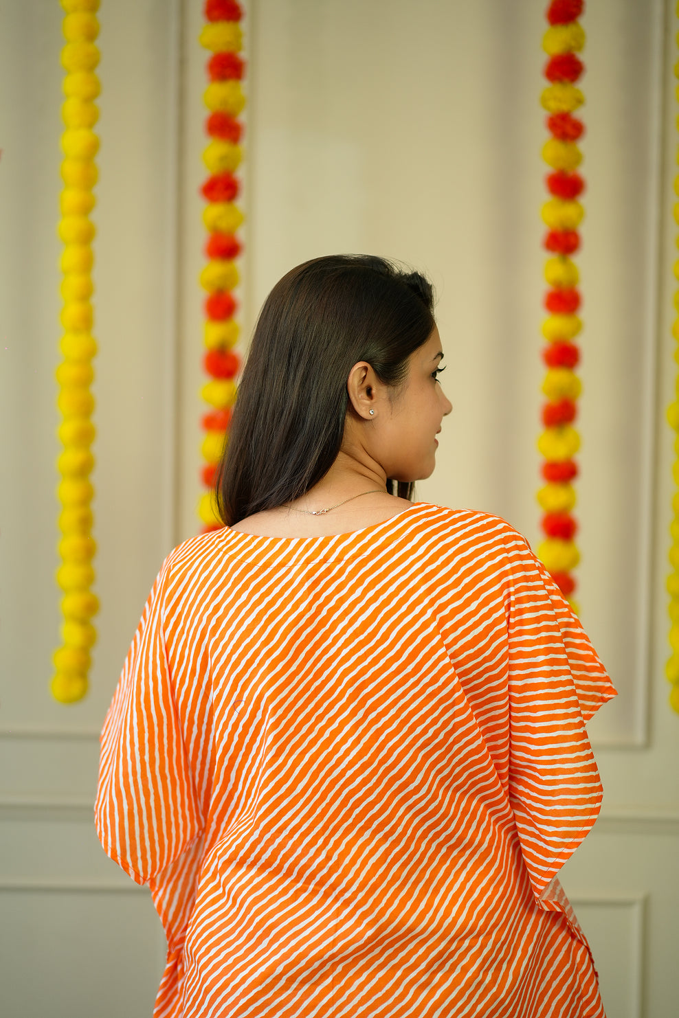 Cotton Kurta for Women - Orange Leheriya