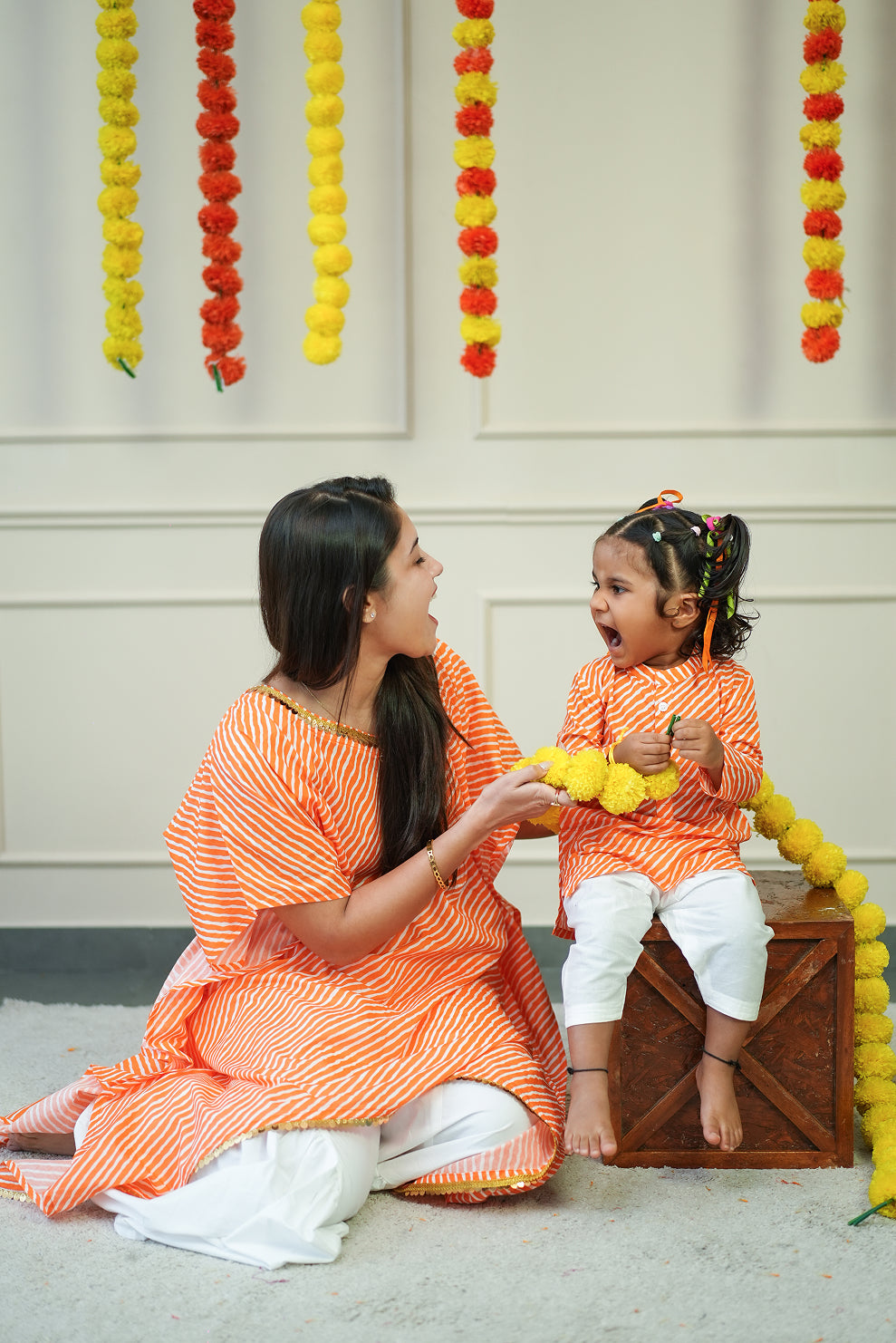 Cotton Kurta for Women - Orange Leheriya