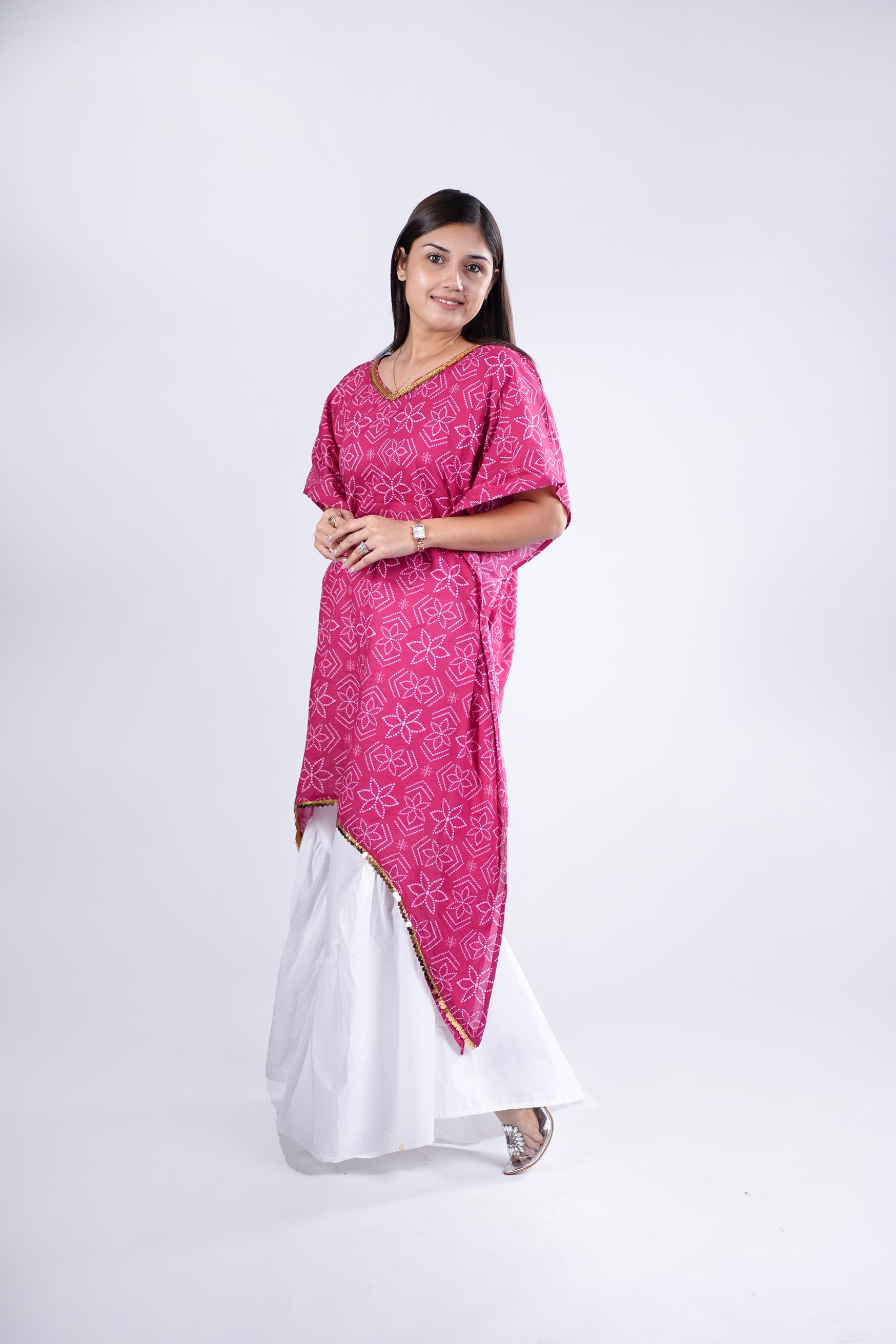 Cotton Kurta for Women - Pink Bandhej