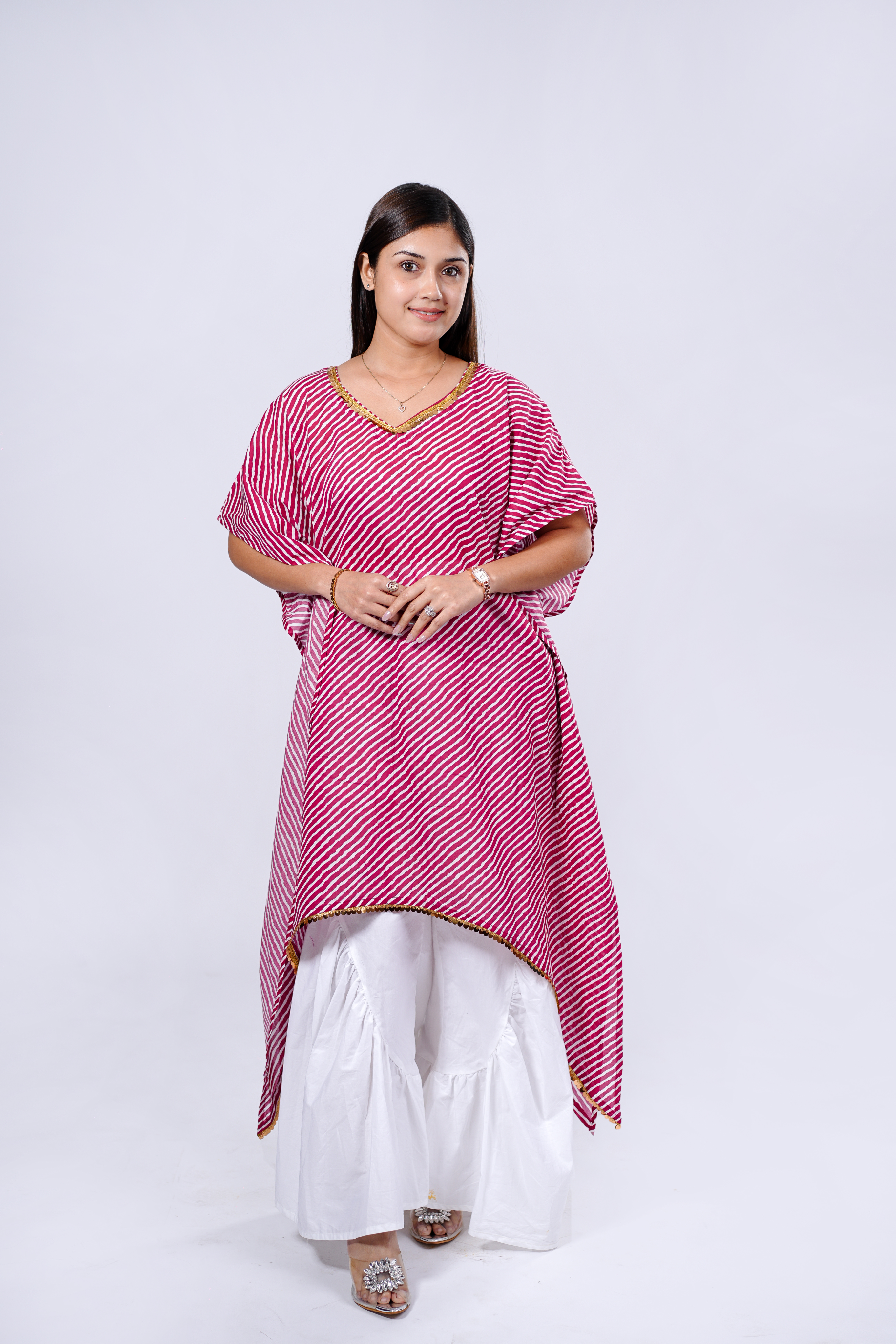 Cotton Kurta for Women - Pink Leheriya