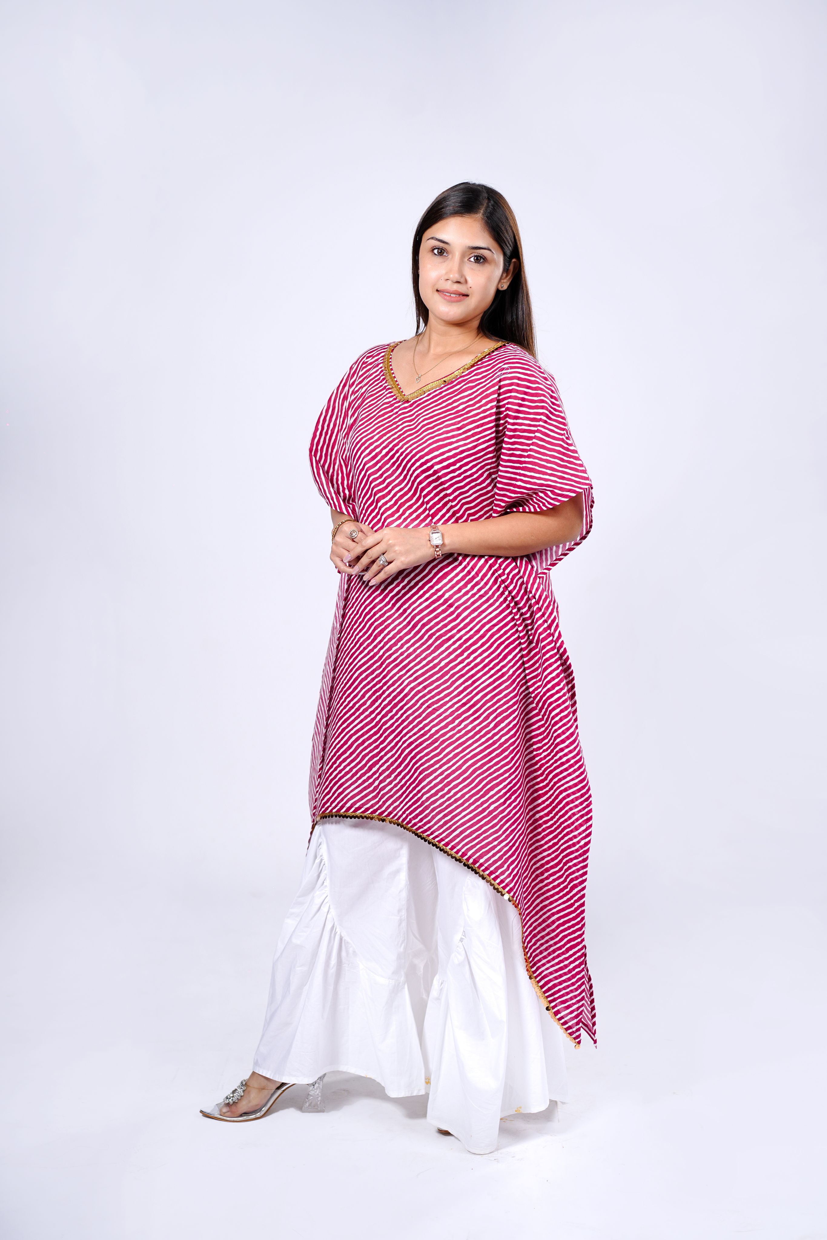 Cotton Kurta for Women - Pink Leheriya