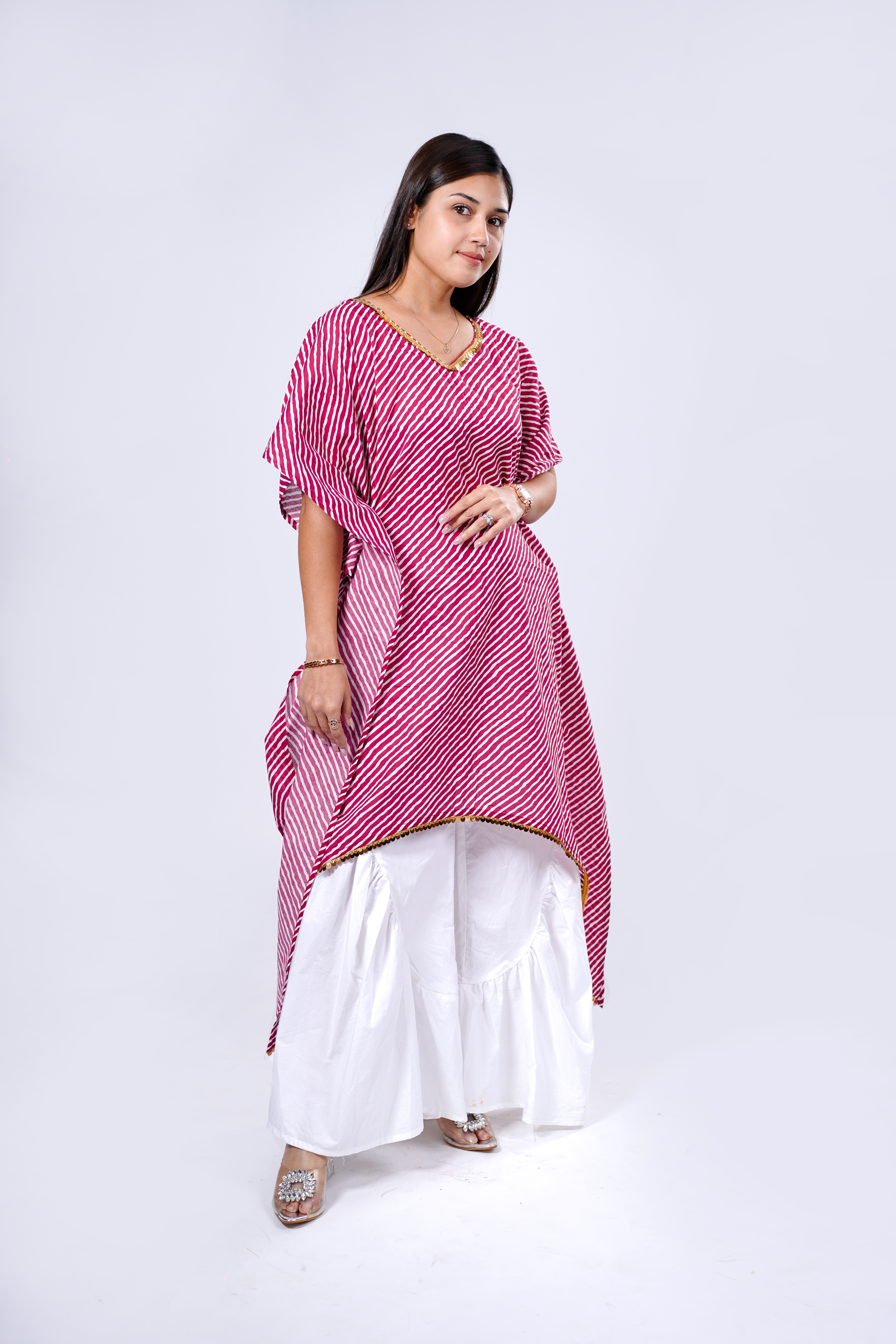 Cotton Kurta for Women - Pink Leheriya