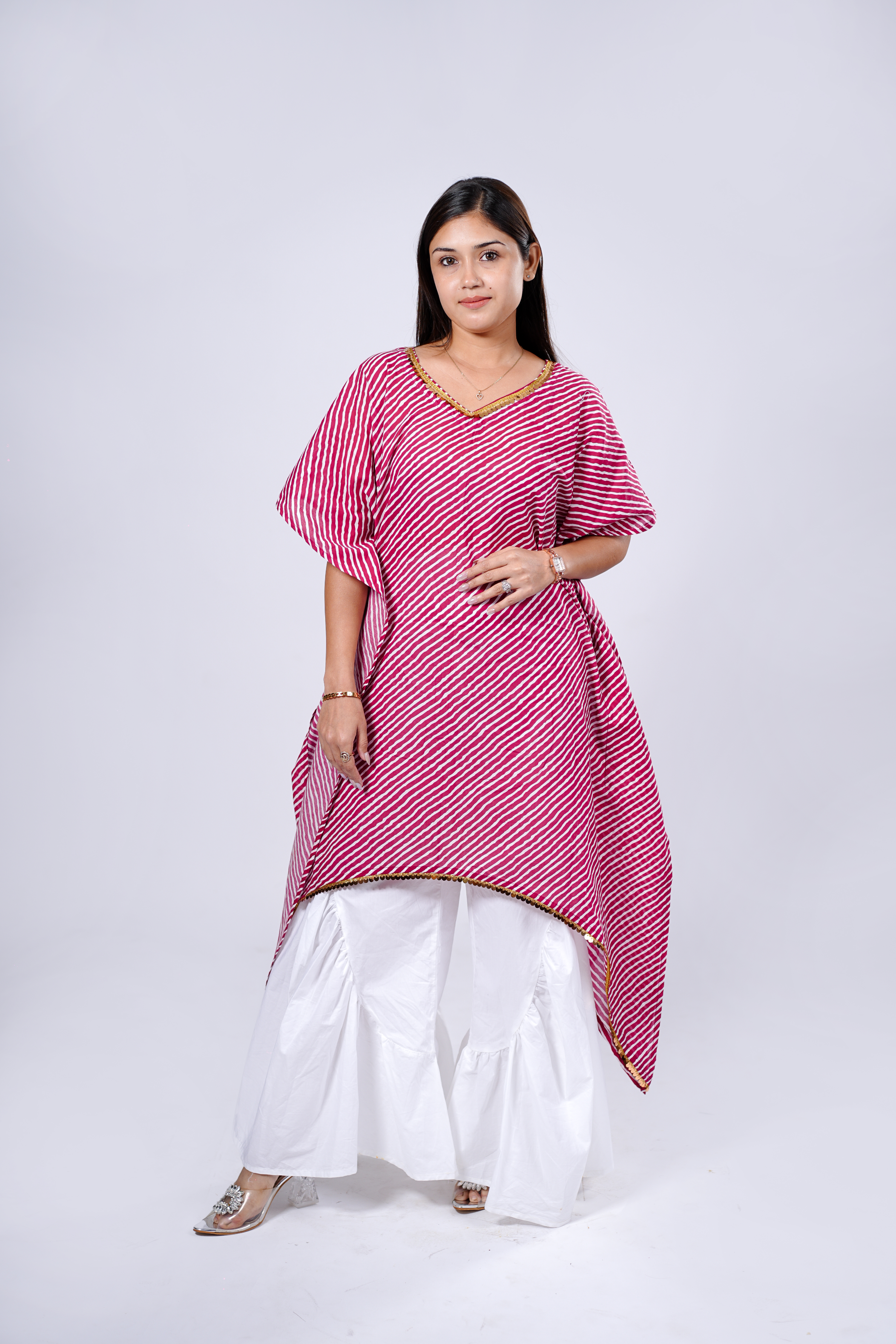 Cotton Kurta for Women - Pink Leheriya