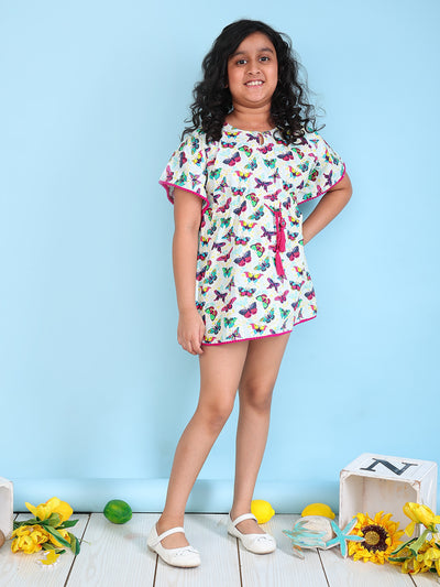 Kaftan for Girls - Colorful Butterfly
