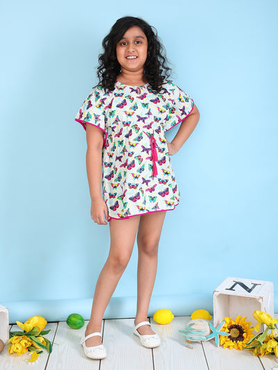Kaftan for Girls - Colorful Butterfly