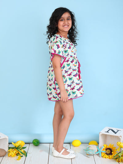 Kaftan for Girls - Colorful Butterfly