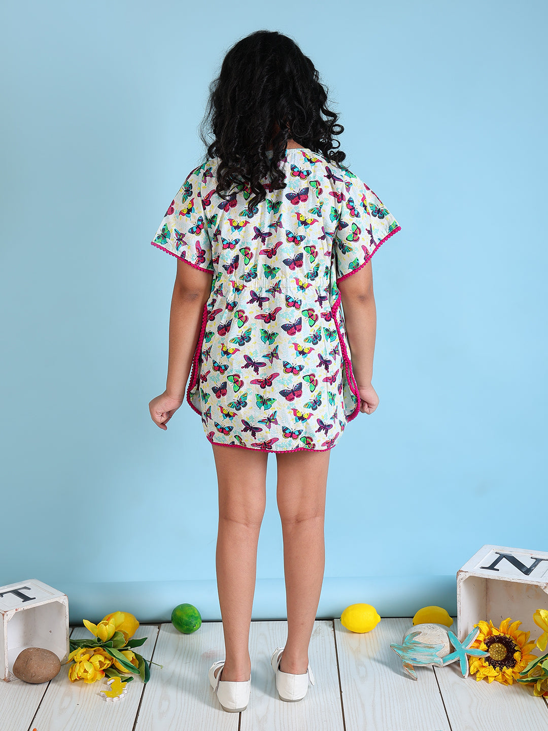 Kaftan for Girls - Colorful Butterfly