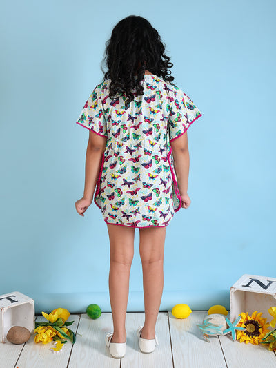 Kaftan for Girls - Colorful Butterfly