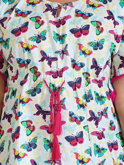 Kaftan for Girls - Colorful Butterfly