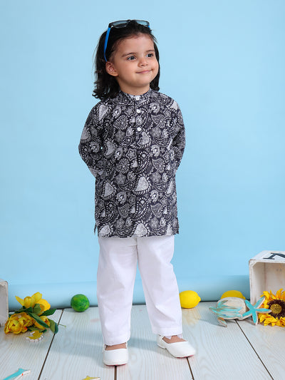 Pajama set for New Born - Floral Black