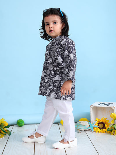 Pajama set for New Born - Floral Black