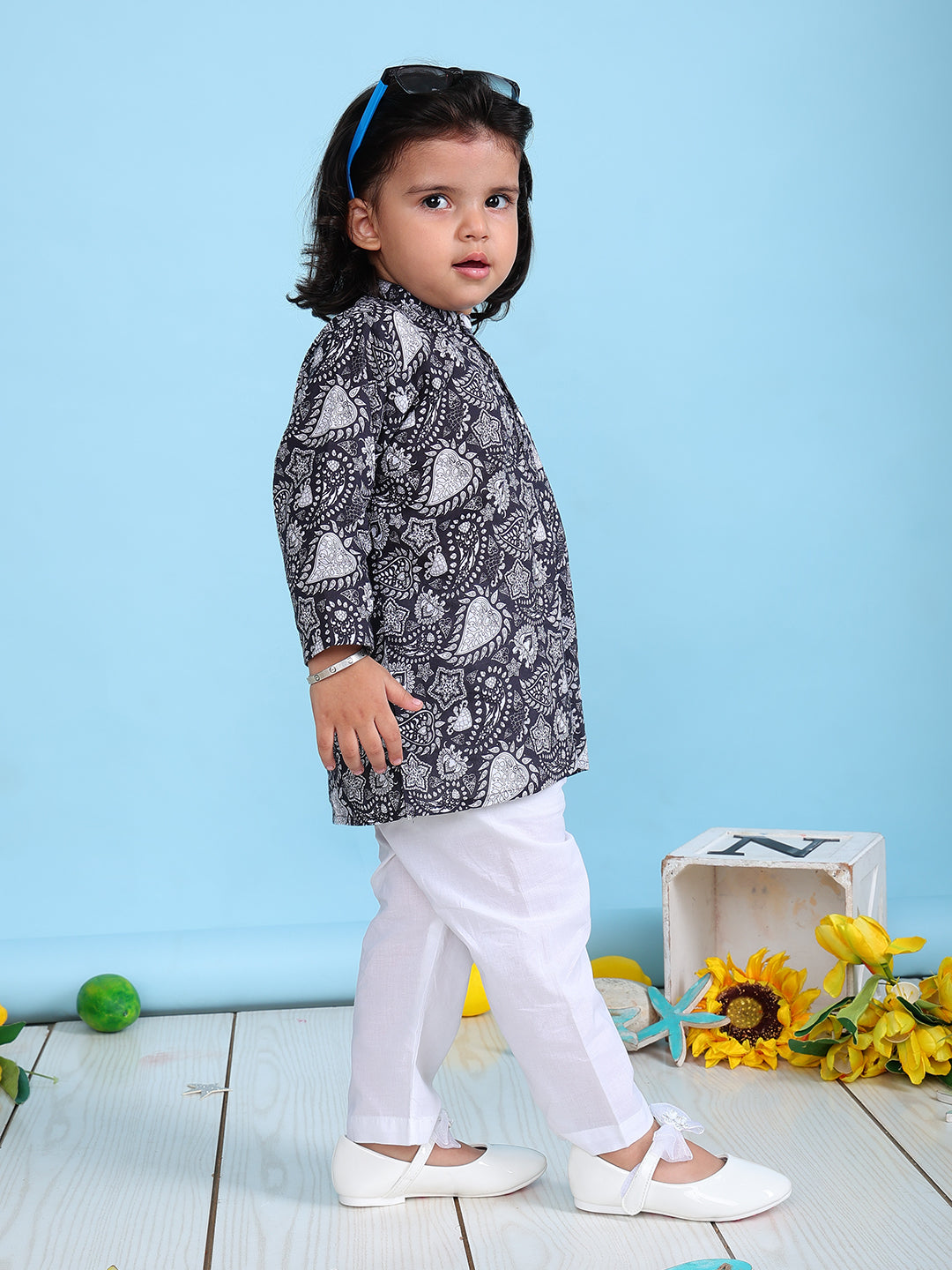 Pajama set for New Born - Floral Black