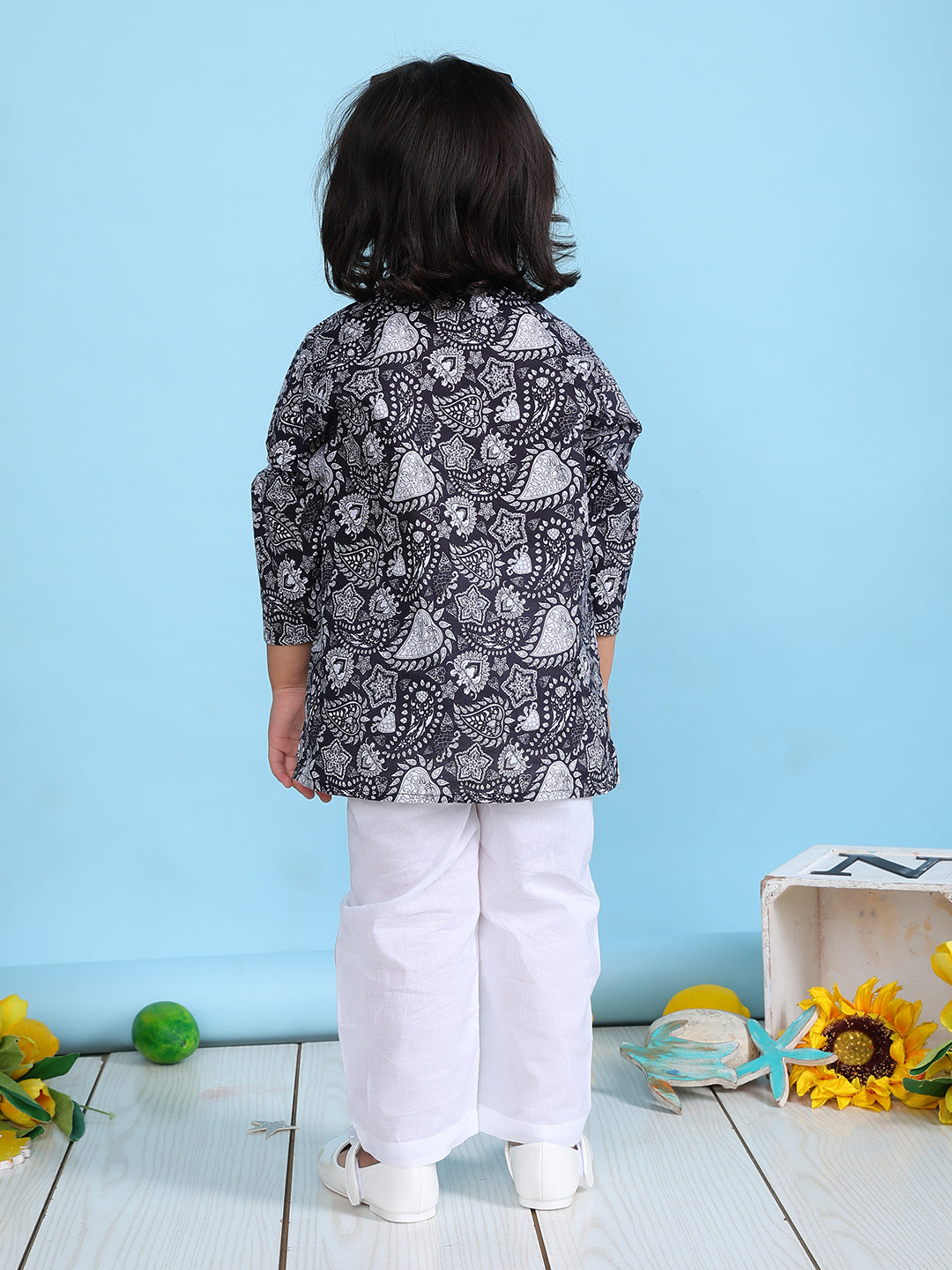 Pajama set for New Born - Floral Black