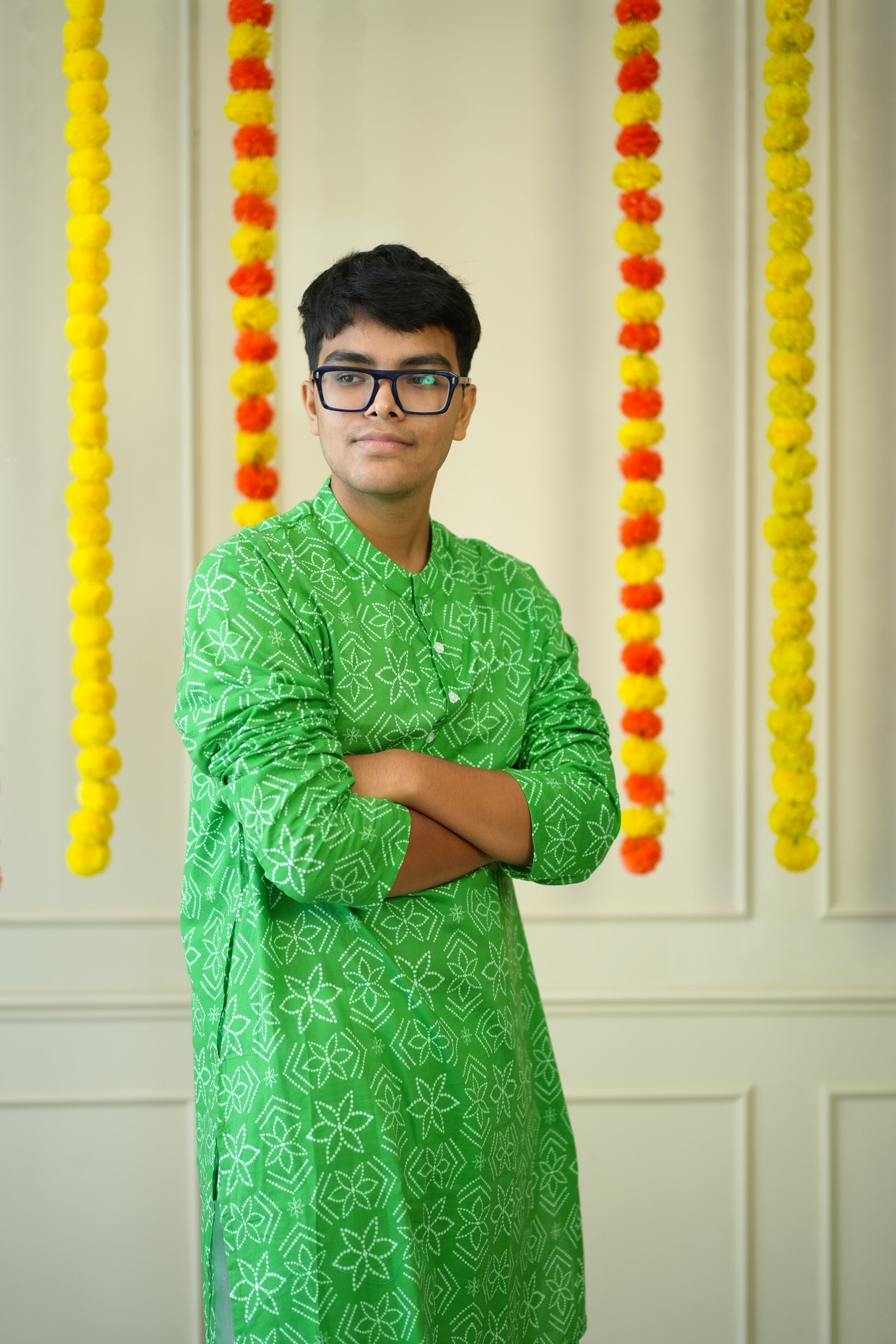 Kurta for Mens - Green Bandhej