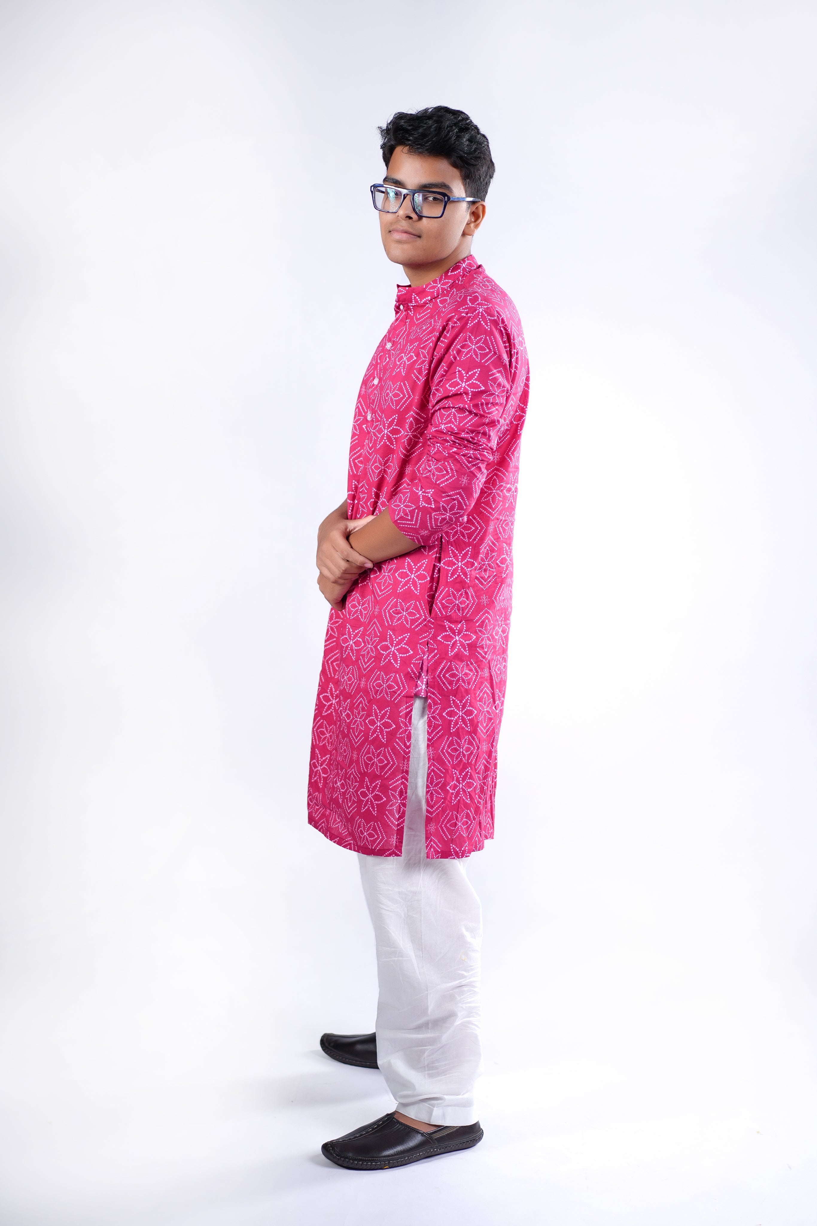 Kurta for Men - Pink Bandhej