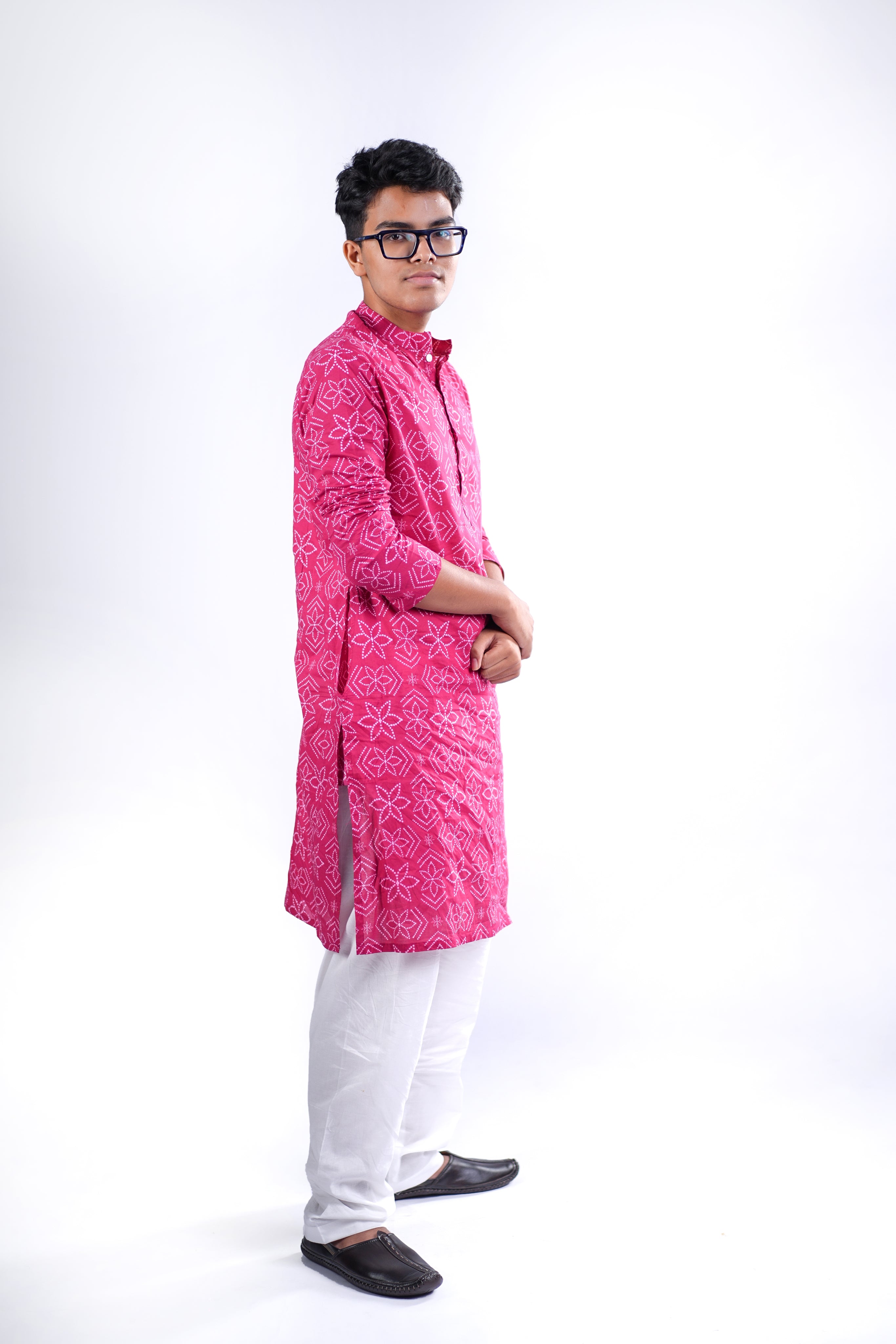 Kurta for Men - Pink Bandhej