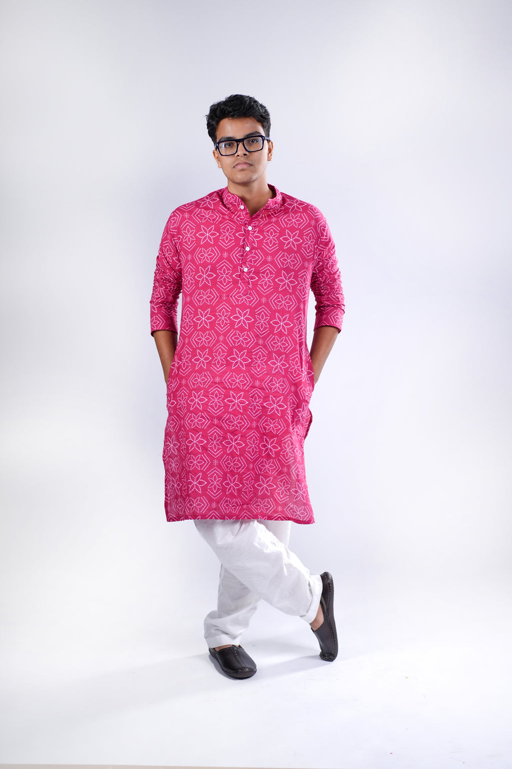 Kurta for Men - Pink Bandhej