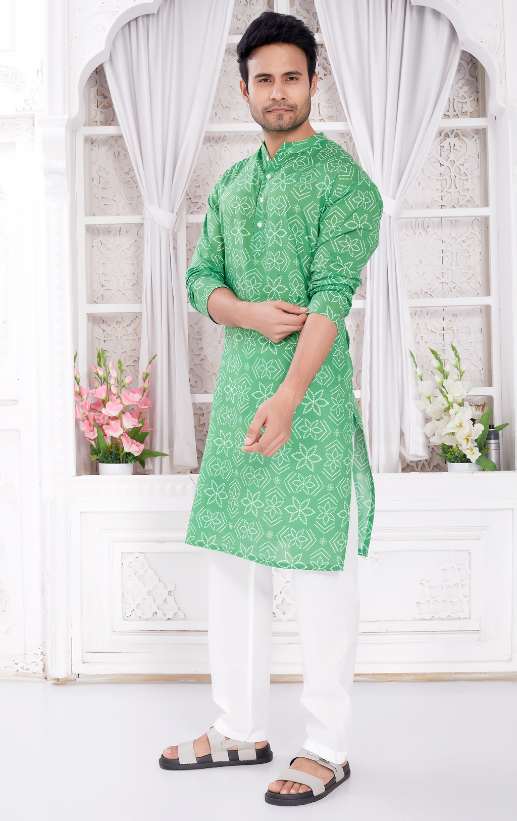 Kurta for Men - Green Bandhej