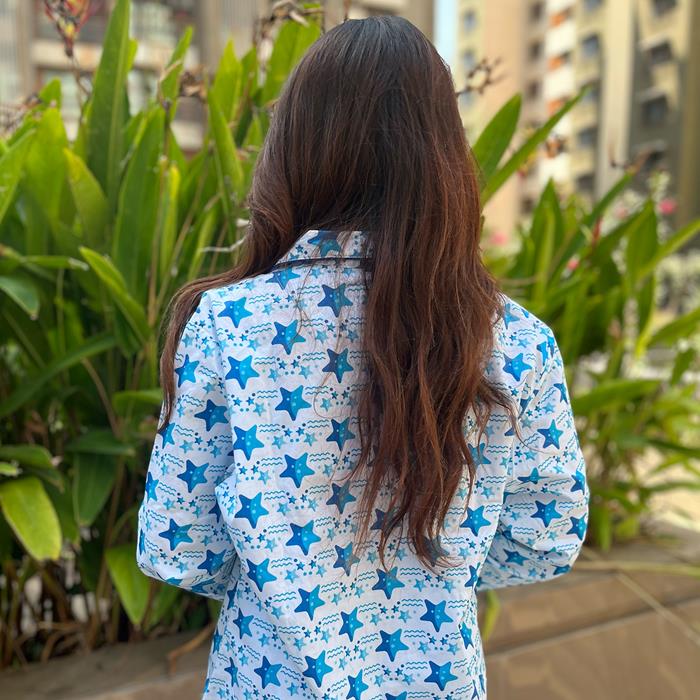 Pajama Set- Pocket Night Suit for Women - Shinning Star