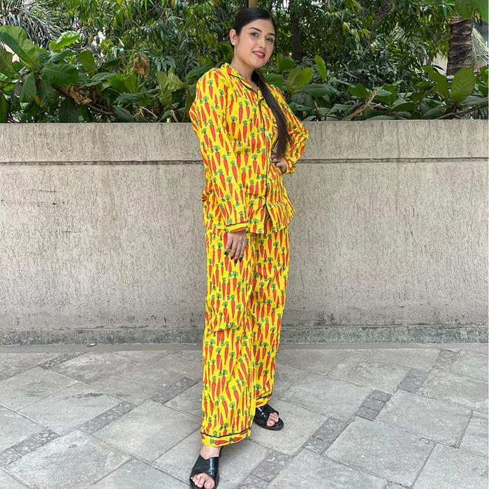 Pajama Set - Pocket Night Suit for Women - Sunshine Carrots