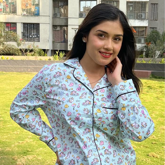 Pocket Night Wear - Green Unicorn