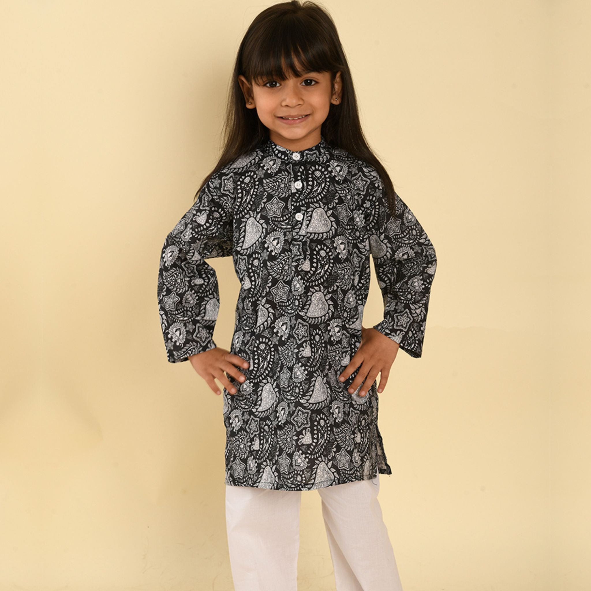 Pajama set for boys and girls - Floral Black Joeycare