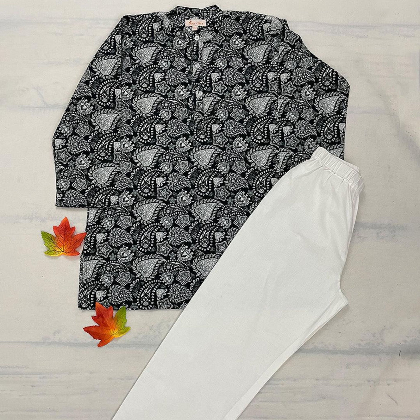 Pajama set for boys and girls - Floral Black Joeycare
