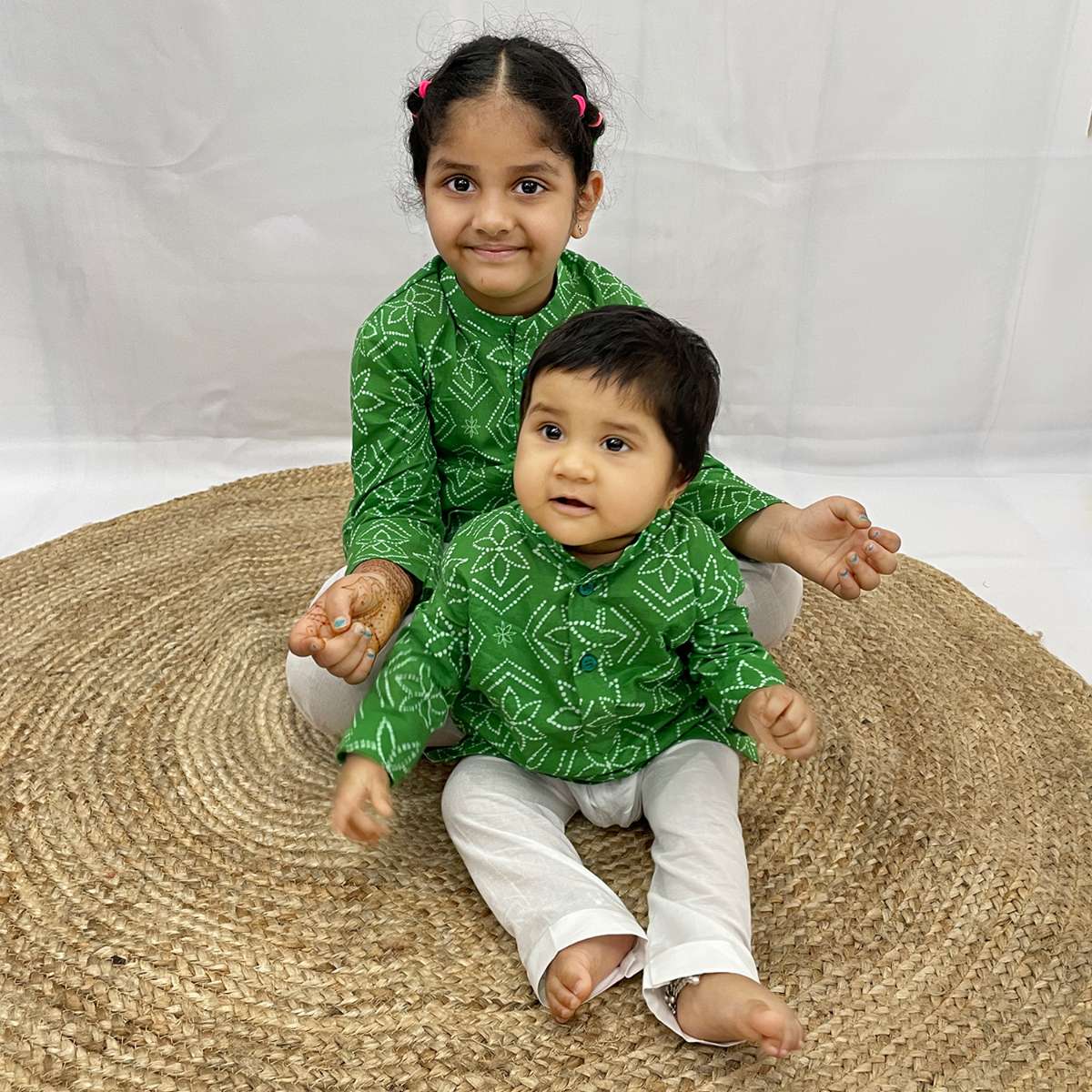 Pajama set for boys and girls - Green Bandhej Joeycare