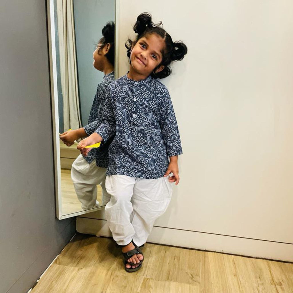 Pajama set for boys and girls - Indigo Block - Joeycare