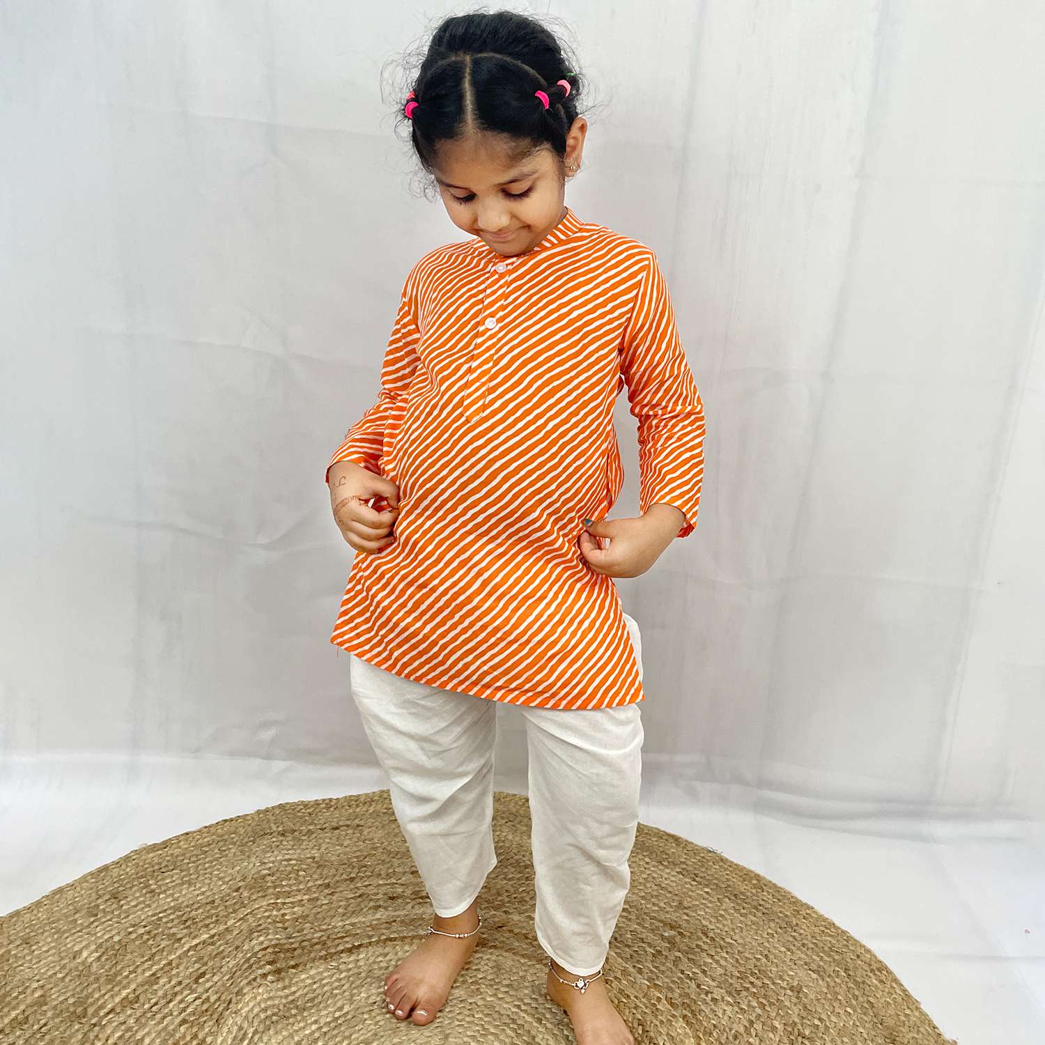 Pajama set for boys and girls - Orange Leheriya - Joeycare