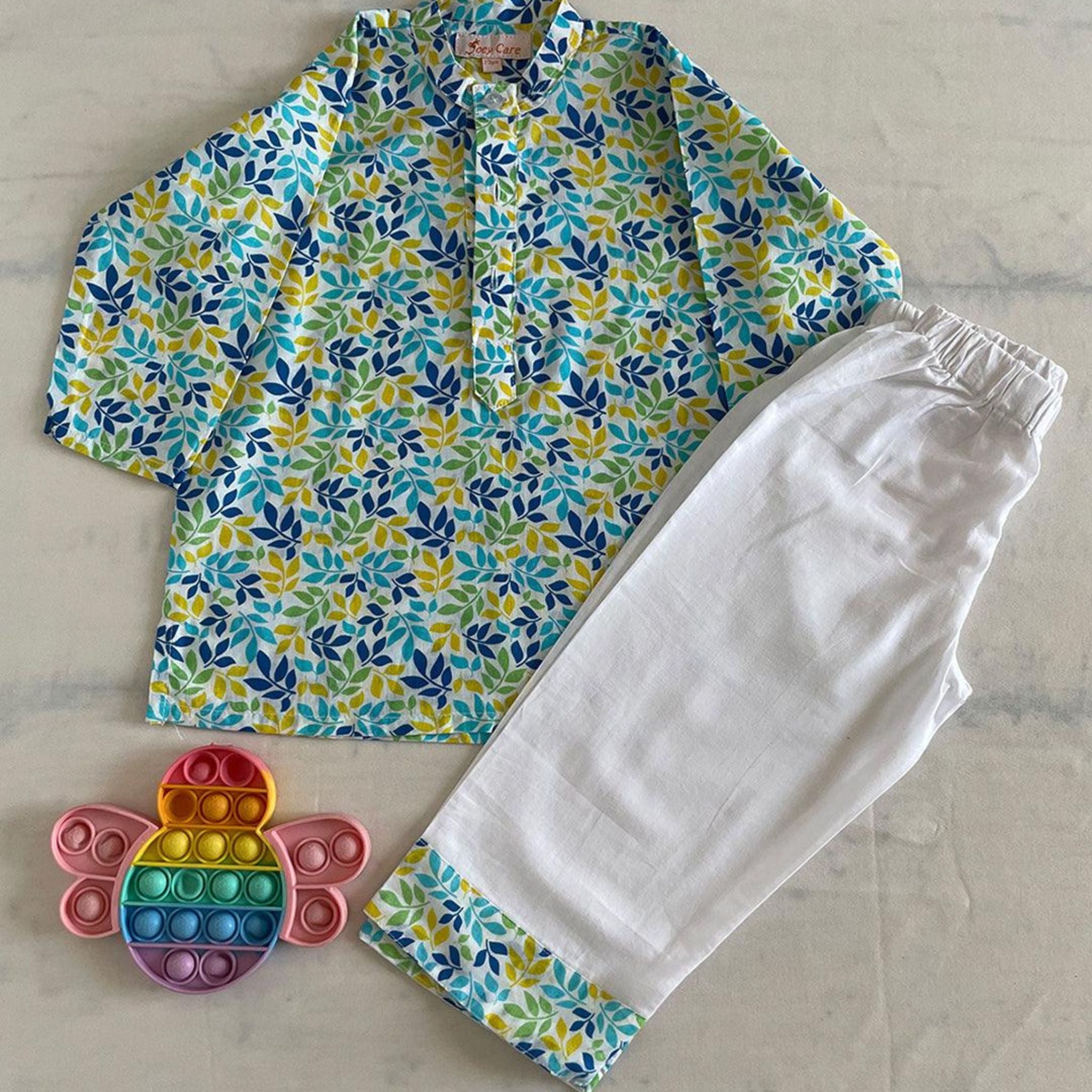 Pajama set for boys and girls - Pastel Leaves - Joeycare