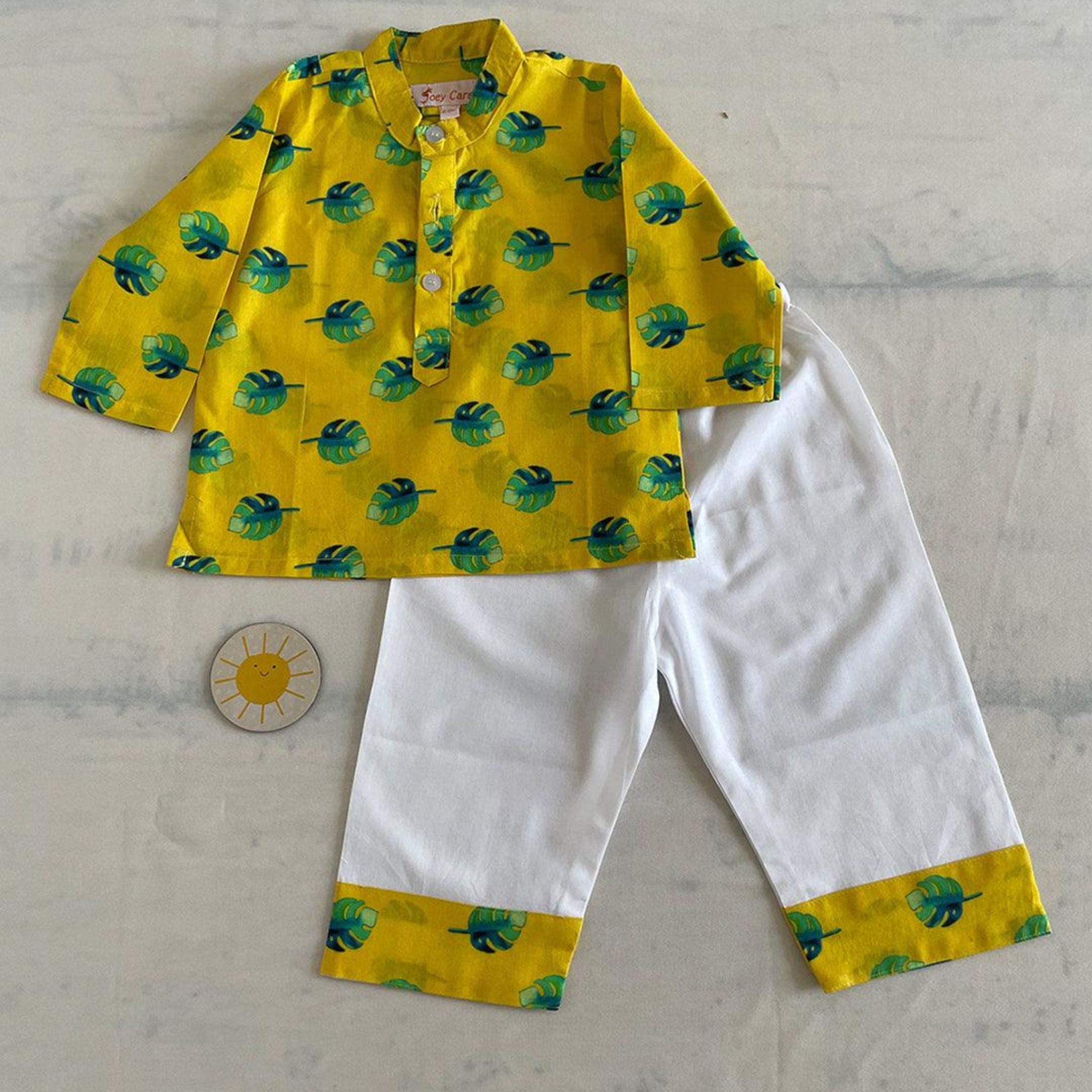 Pajama set for New Born - Yellow Leaf Joeycare