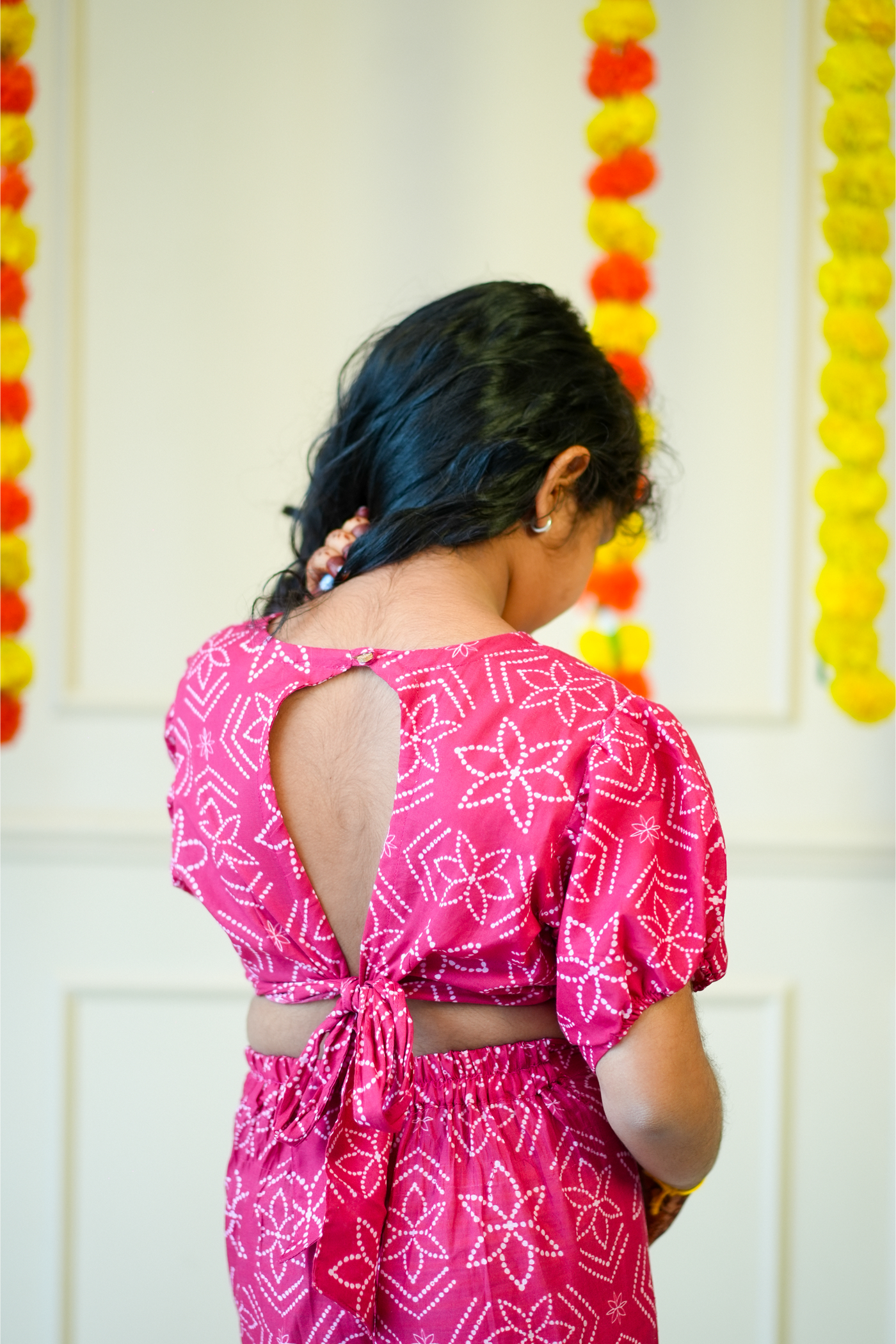 Co-ord Set -Pink Bandhej