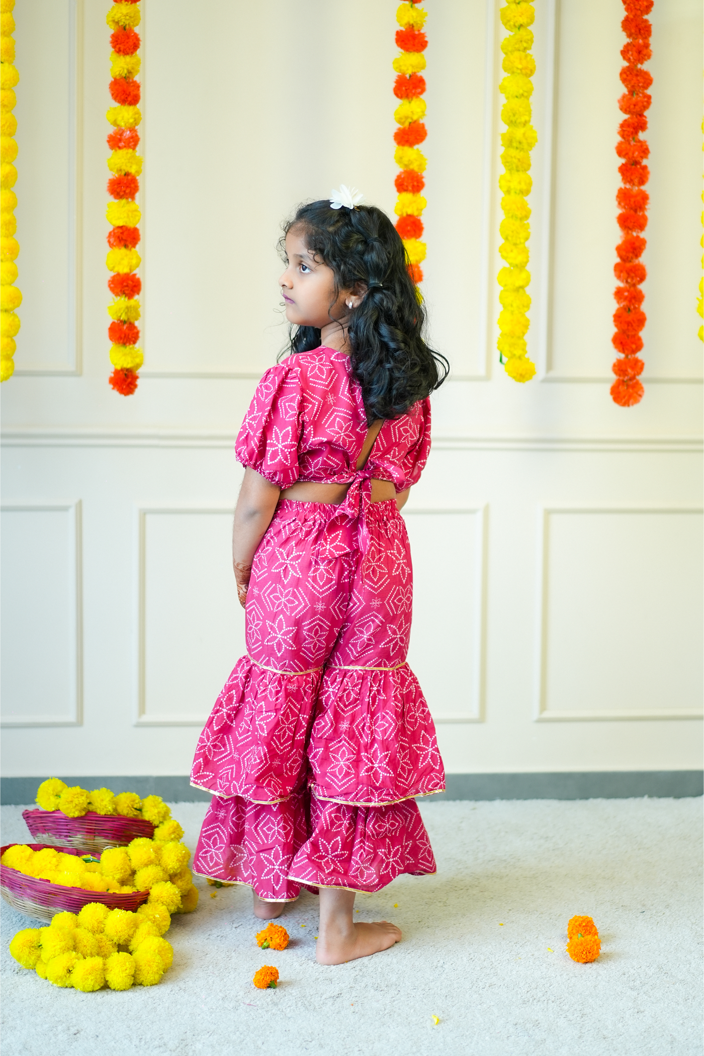Co-ord Set -Pink Bandhej