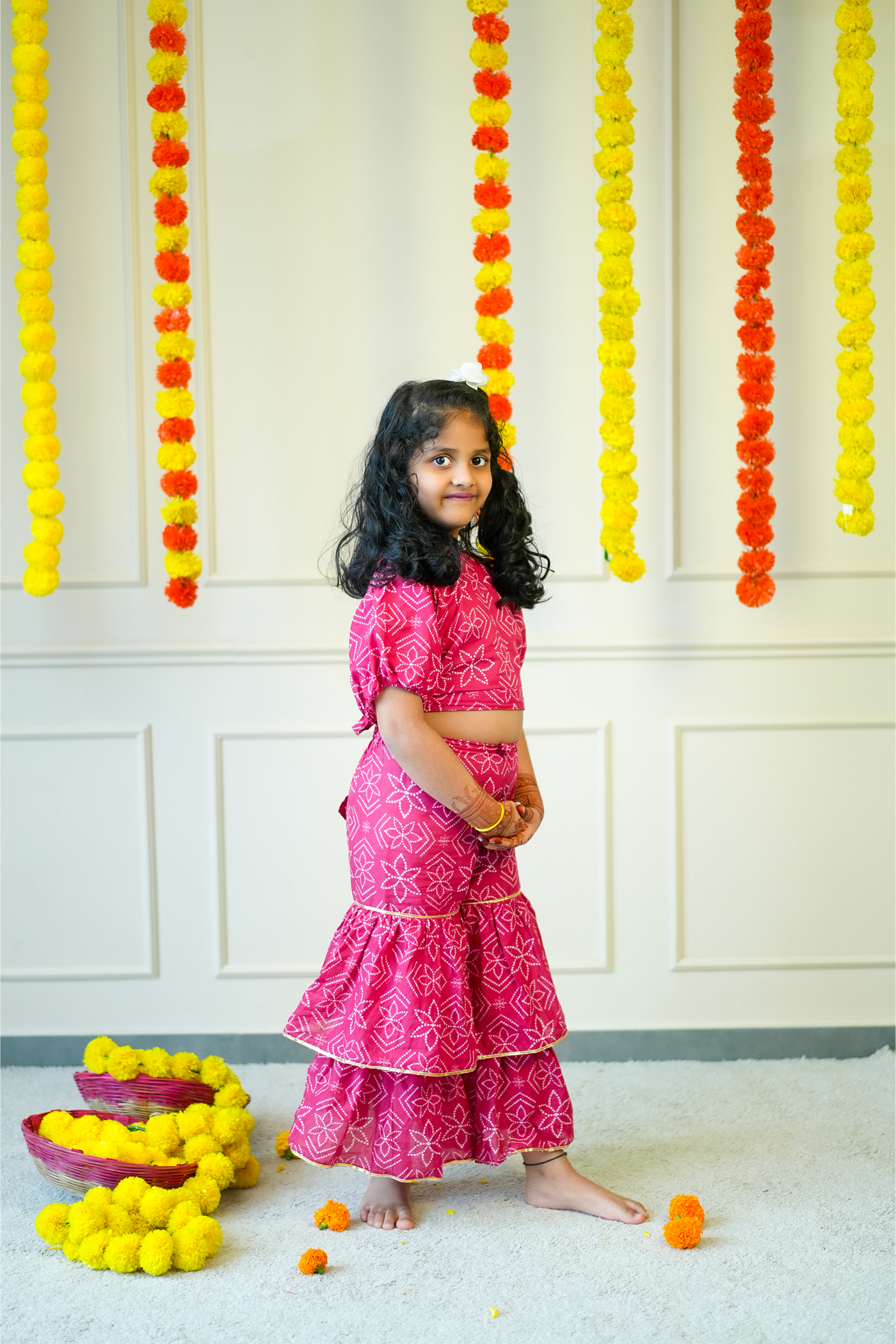 Co-ord Set -Pink Bandhej