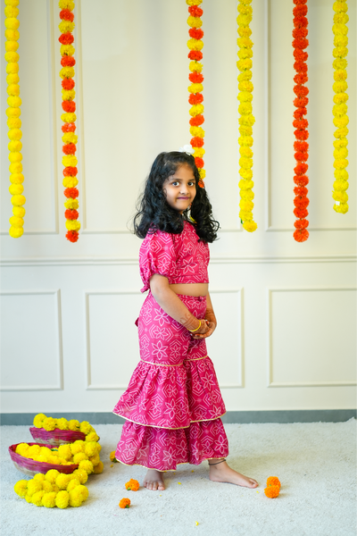 Co-ord Set -Pink Bandhej