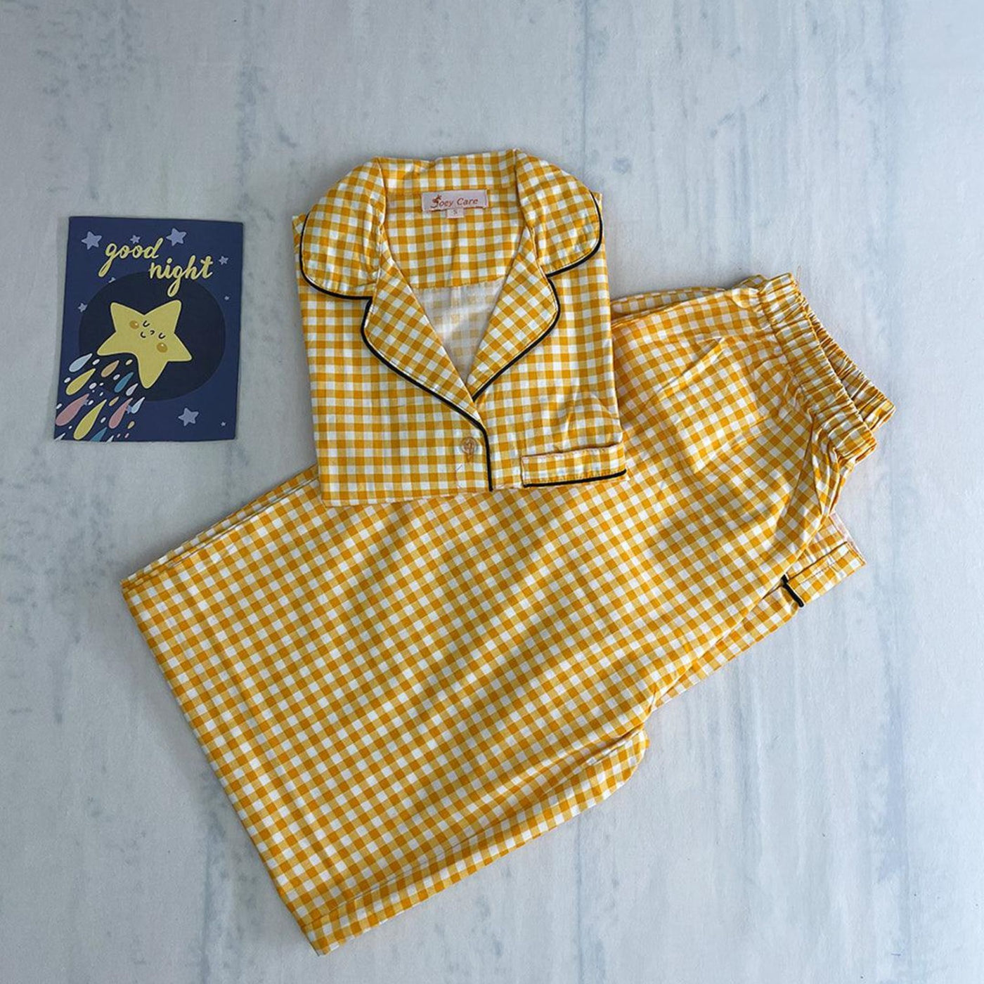Pocket Nightwear for Girls and Boys - Gingham stripes Joeycare 