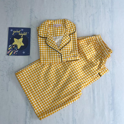 Pocket Nightwear for Girls and Boys - Gingham stripes Joeycare 