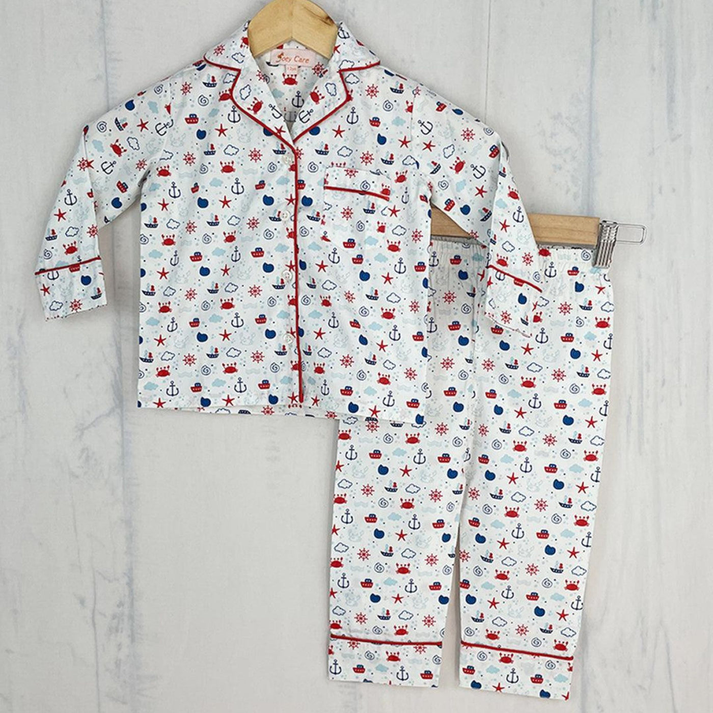 Pocket Nightwear for Girls and Boys - Ship print Joeycare 