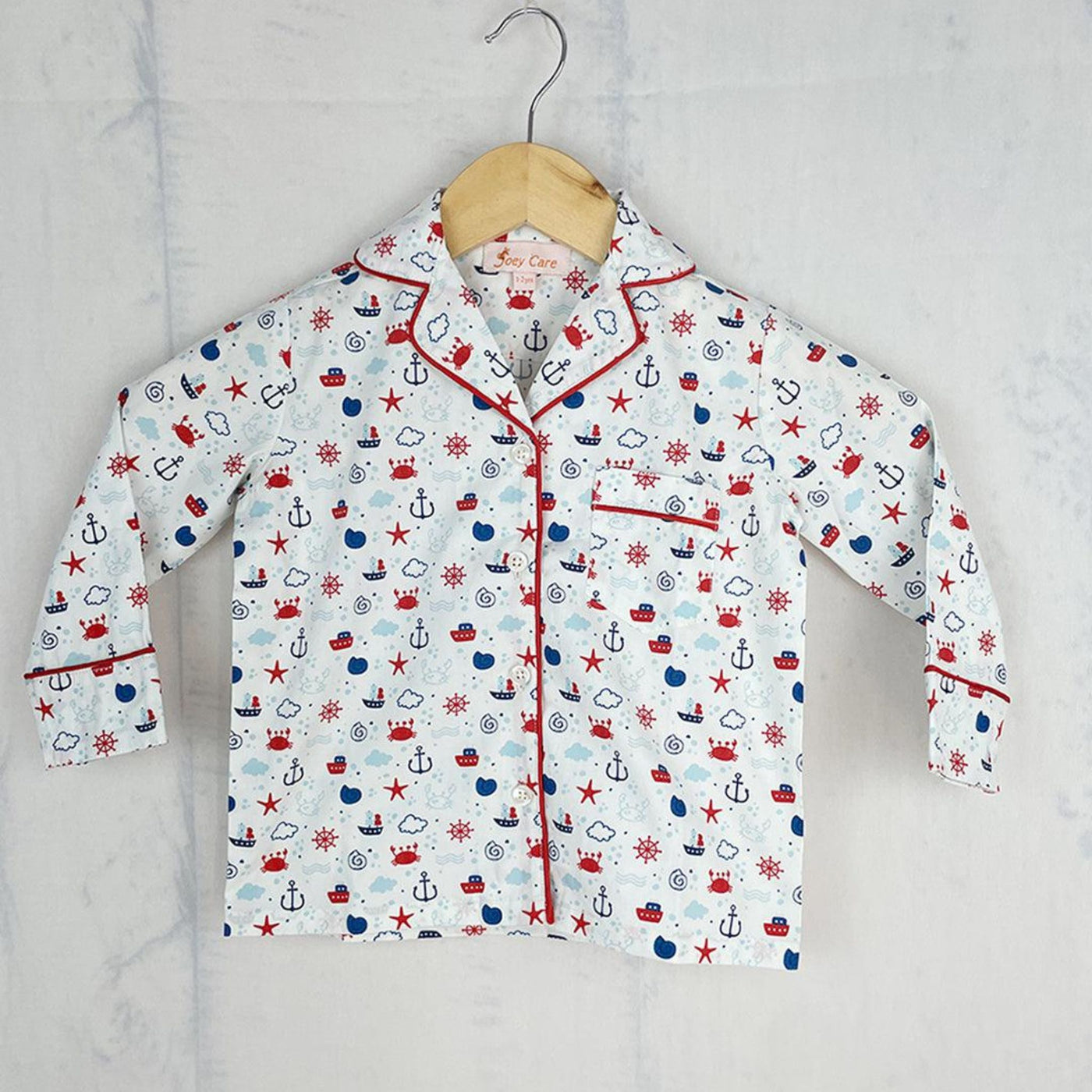 Pocket Nightwear for Girls and Boys - Ship print Joeycare
