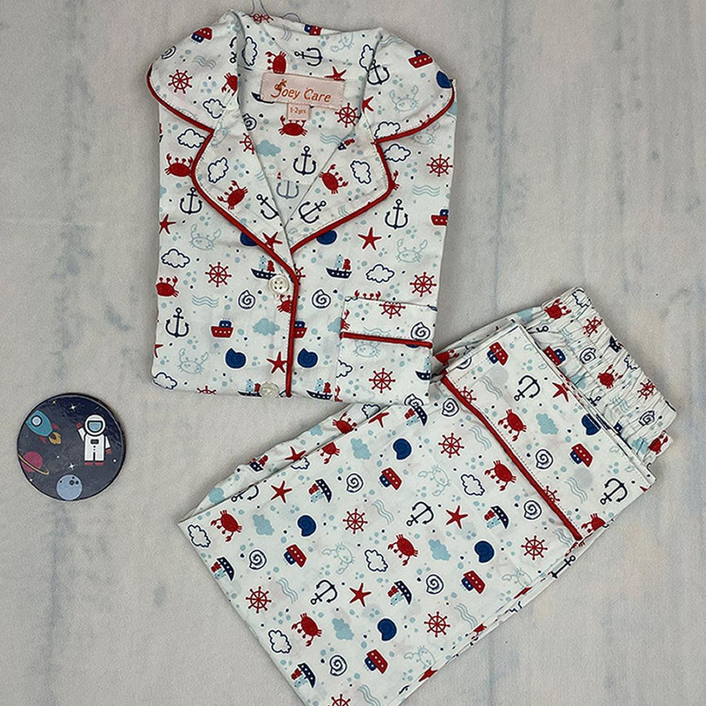 Pocket Nightwear for Girls and Boys - Ship print Joeycare