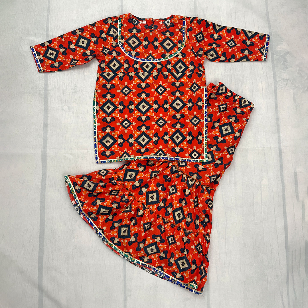 Sharara set – Orange Patola