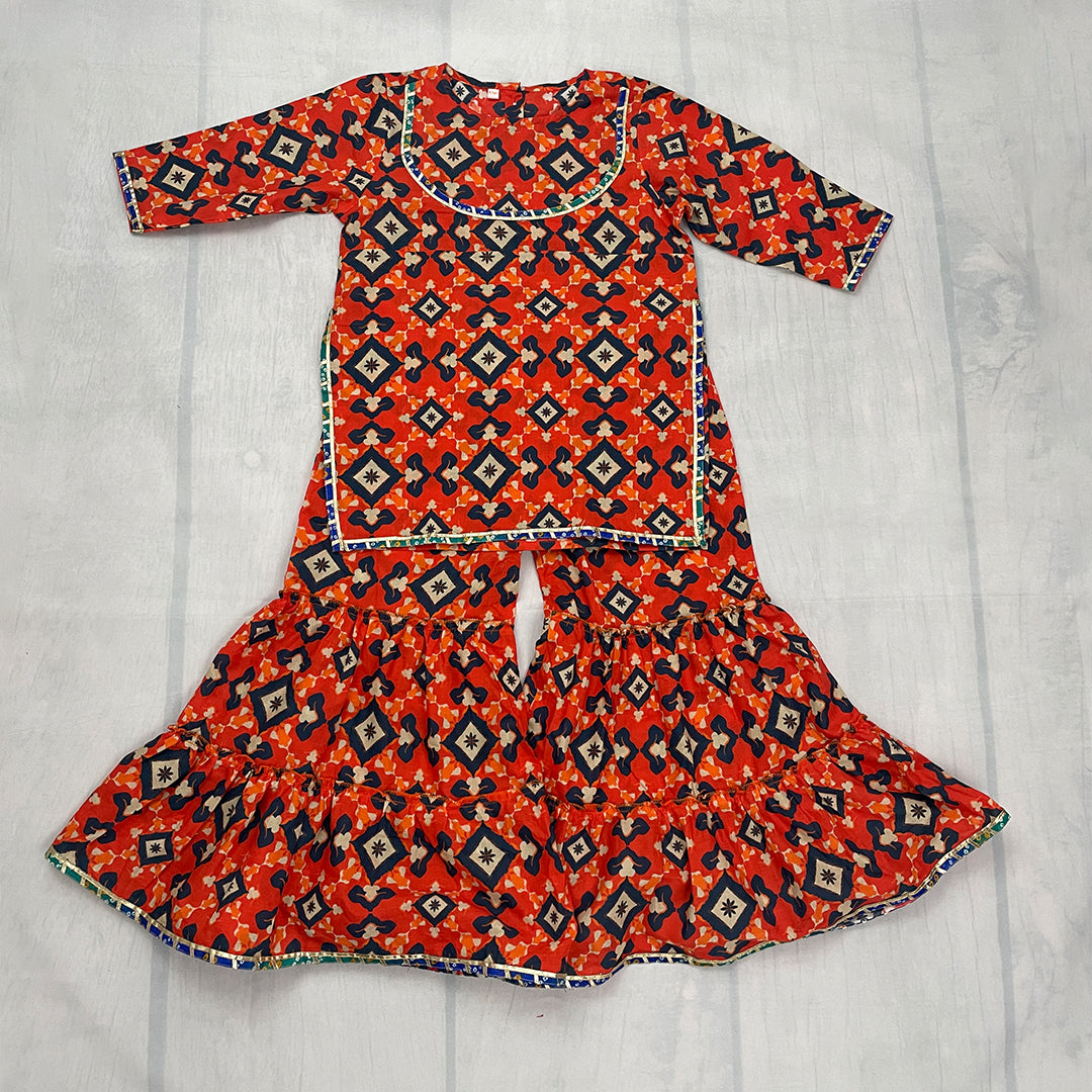 Sharara set – Orange Patola