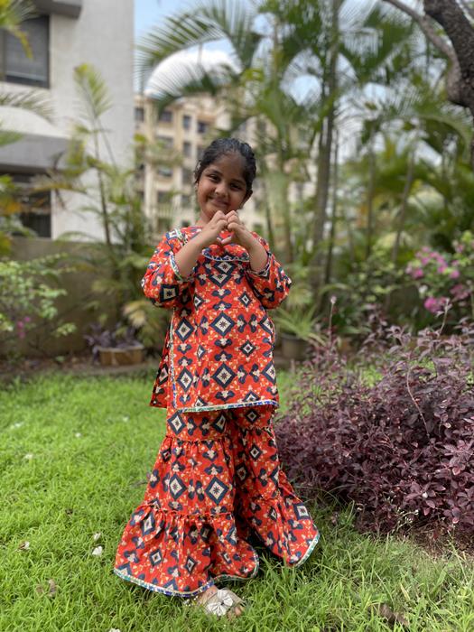 Sharara set – Orange Patola