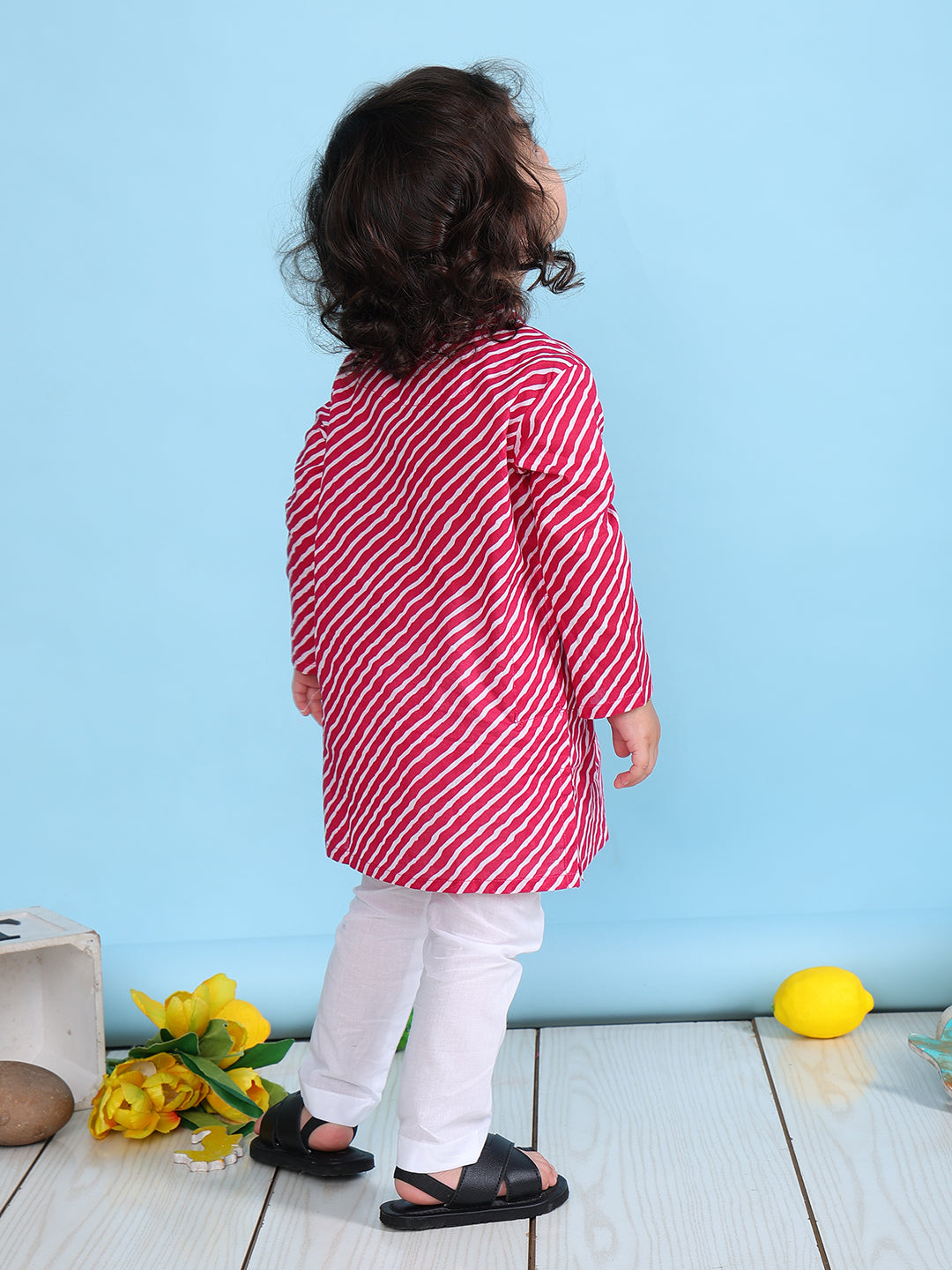 Pajama set for New Born - Pink Leheriya